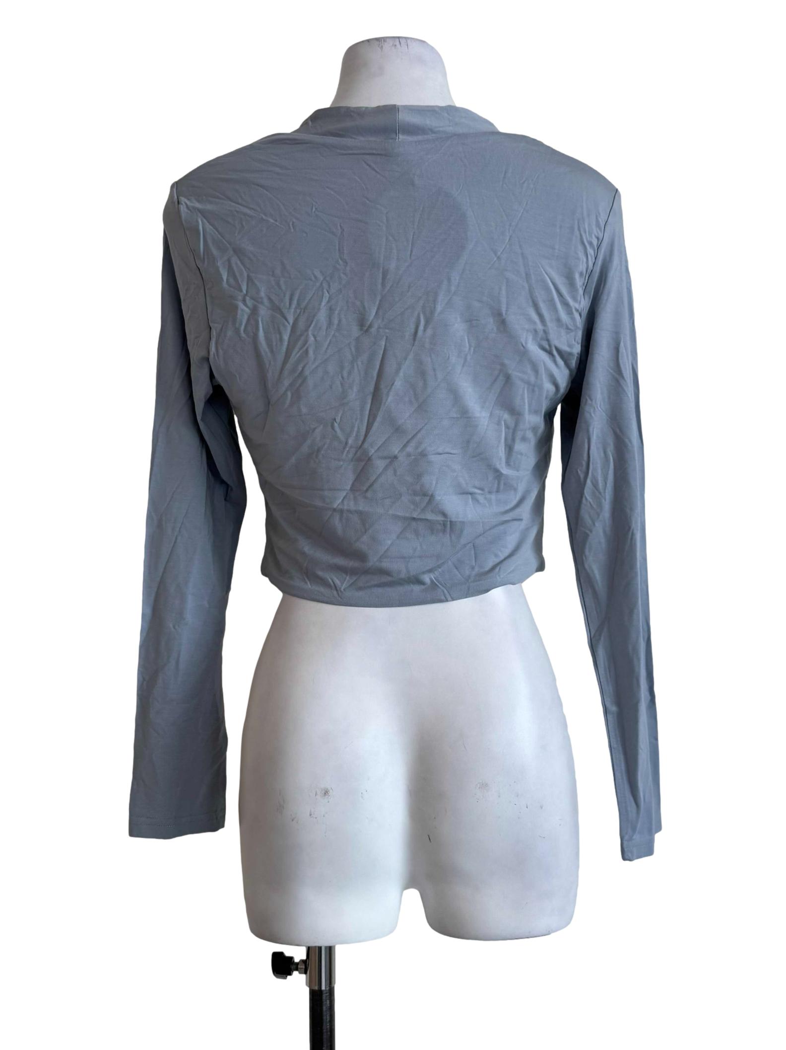 Ice Blue Padded Long Sleeve Crop Top