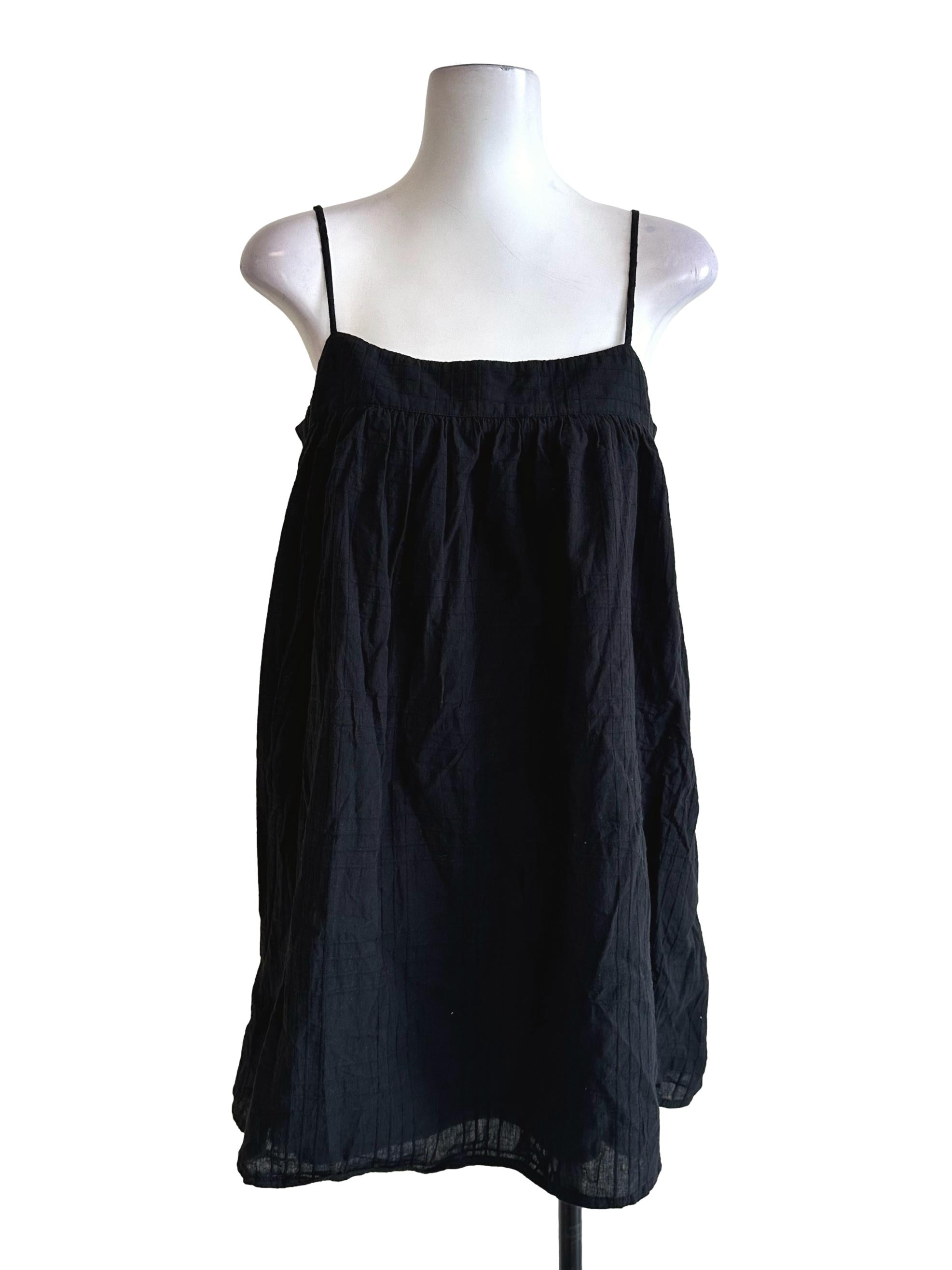 Black Textured Sleeveless Mini Dress