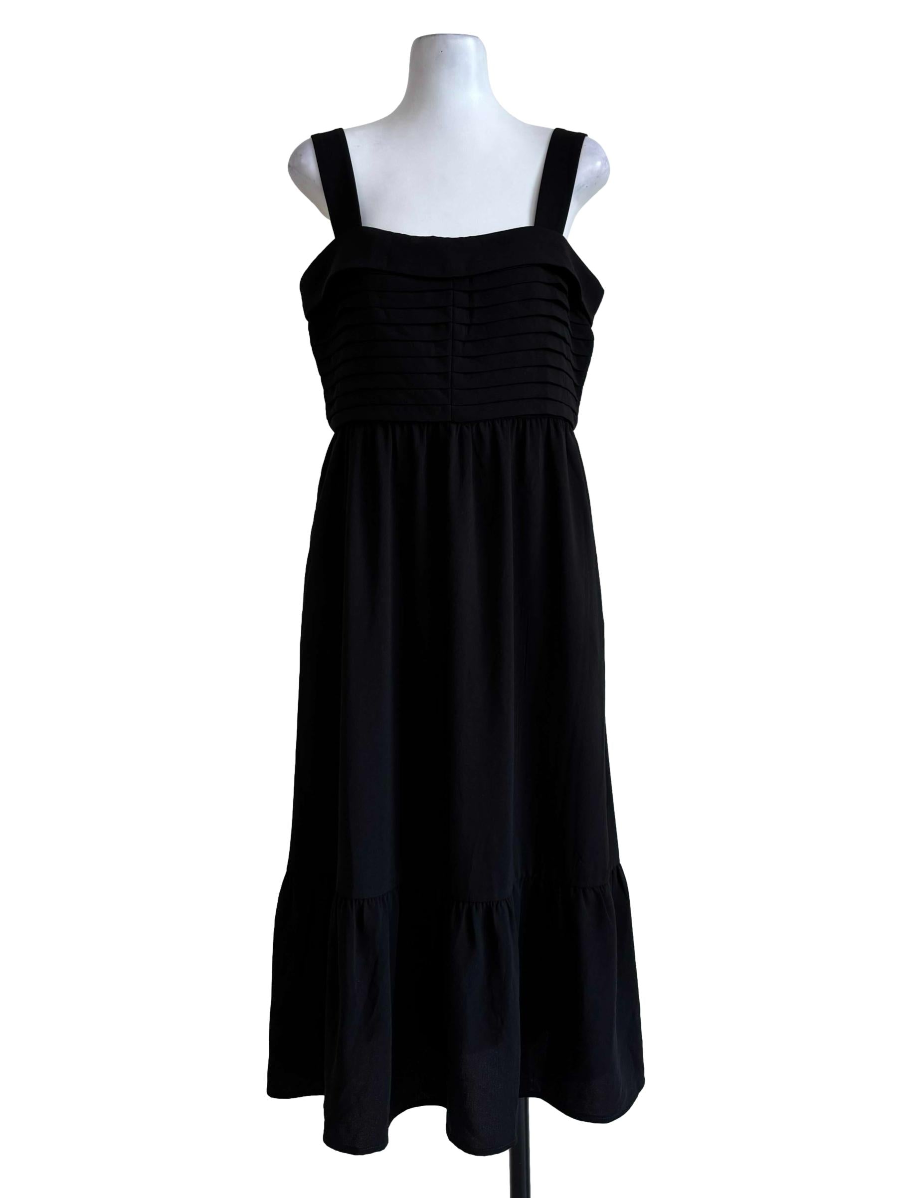 Soot Black Layered Apron Dress