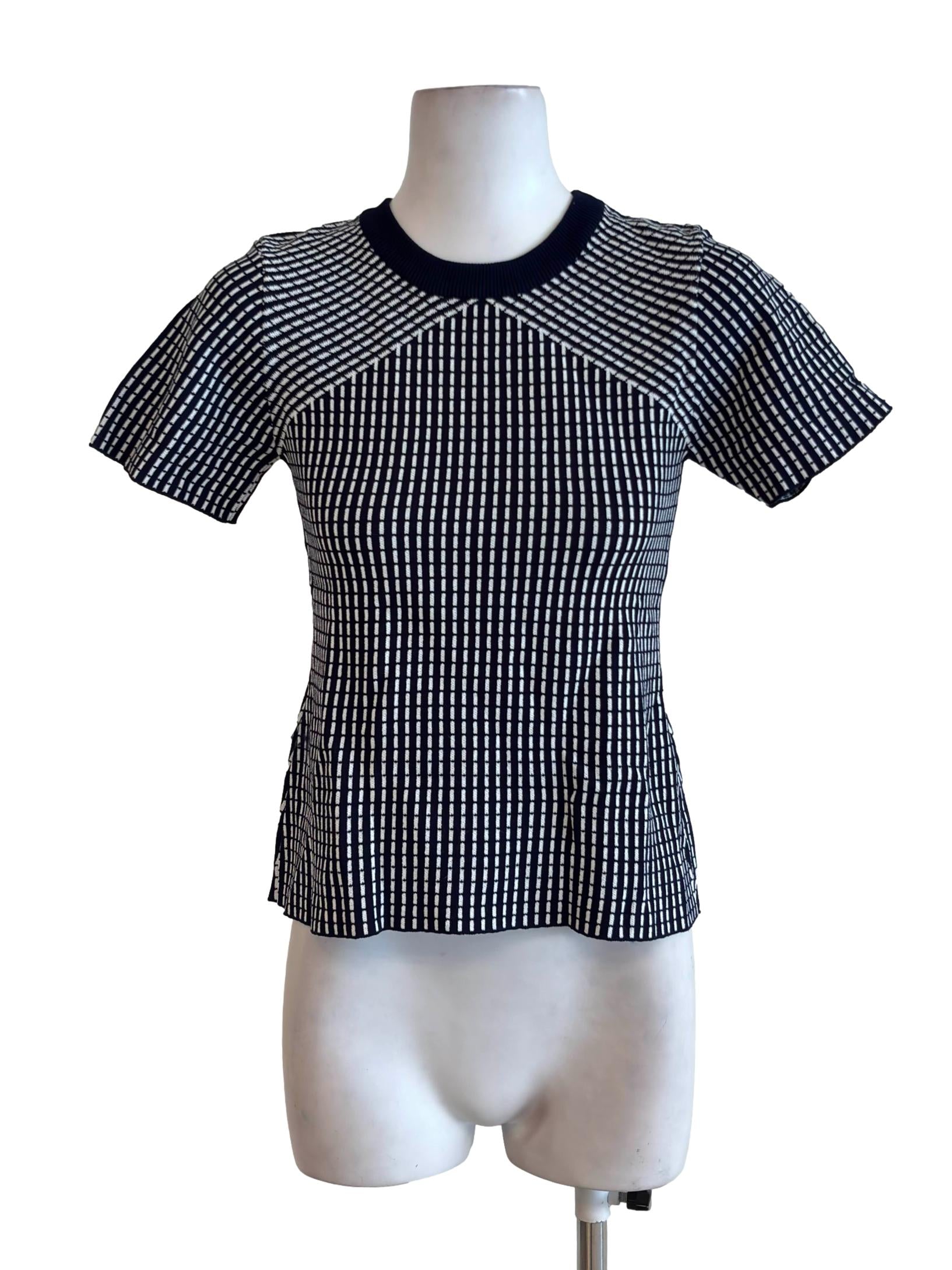 Dark Blue Patterned Knit Top