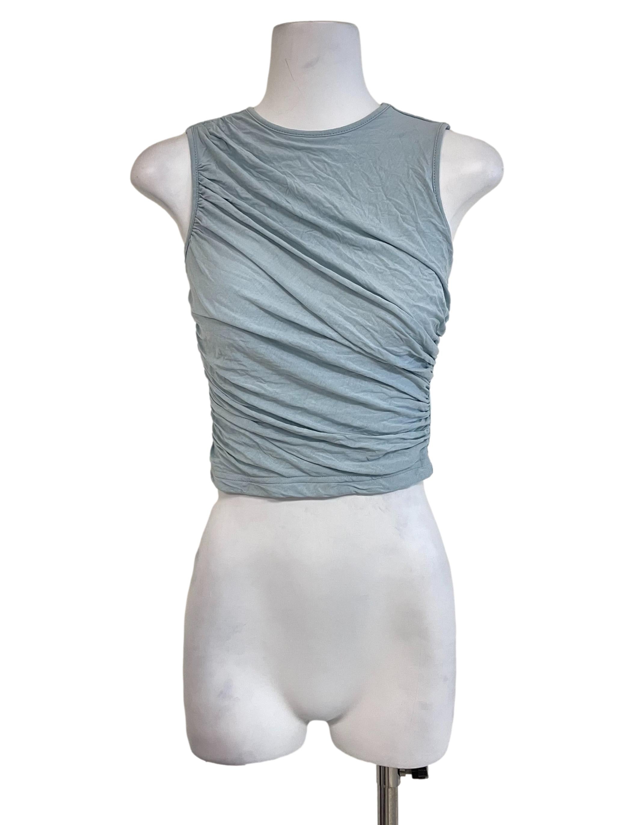Baby Blue Draped Sleeveless Top