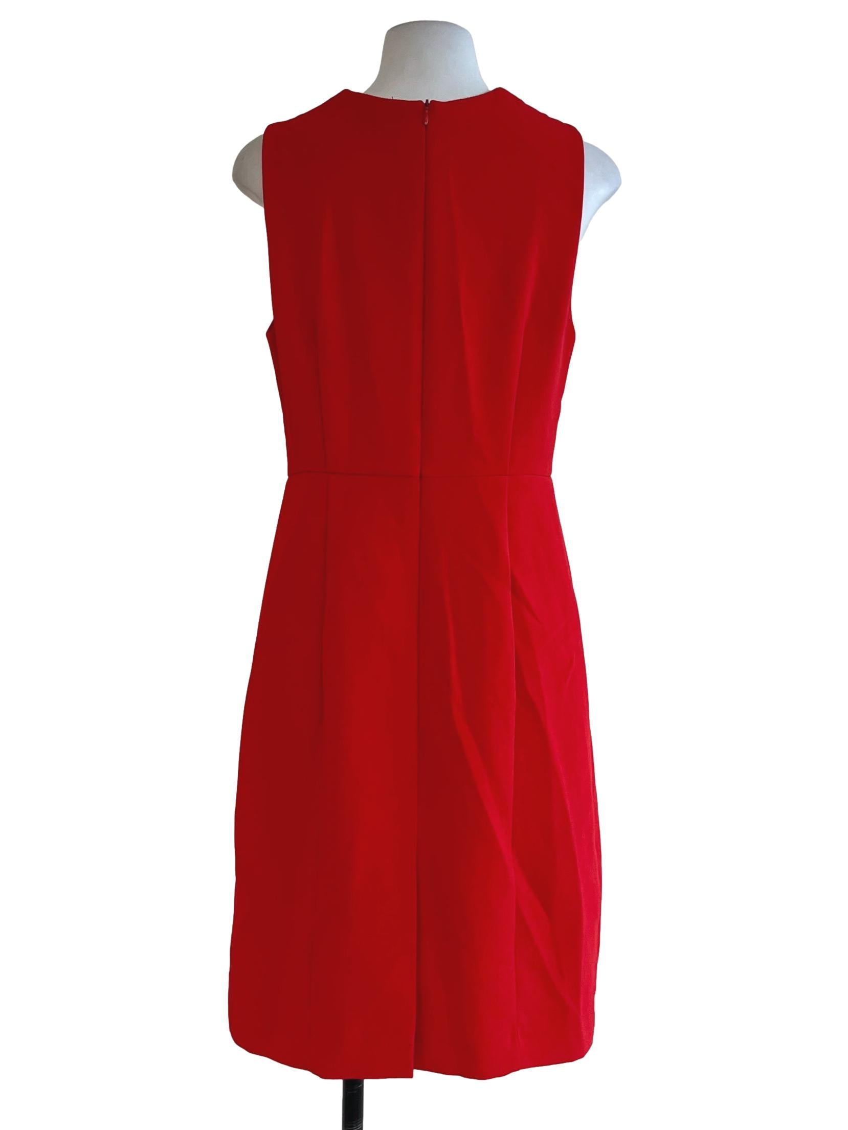Red Jewel Neckline A-Line Dress
