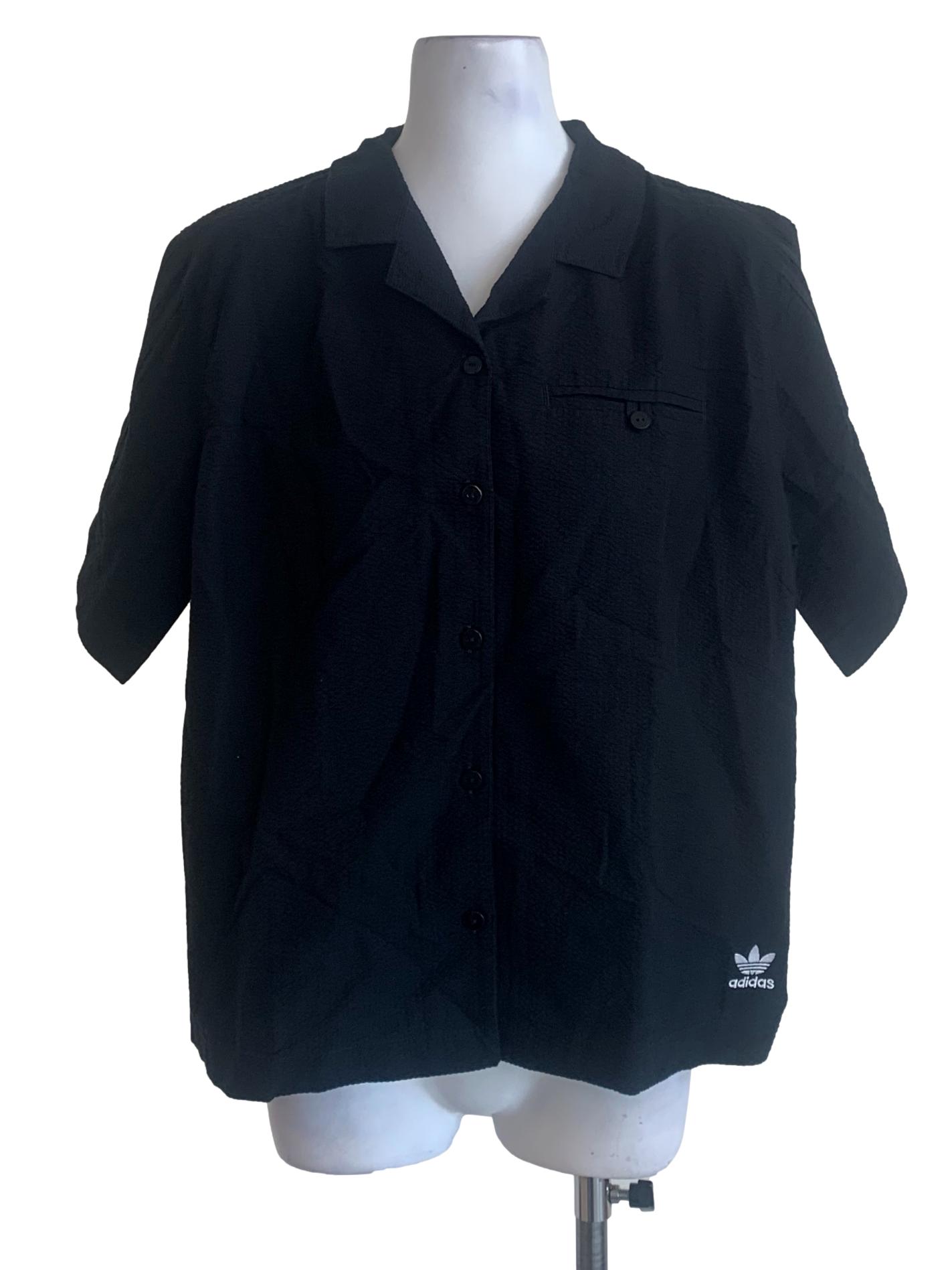 Black Collared Short Sleeve Top