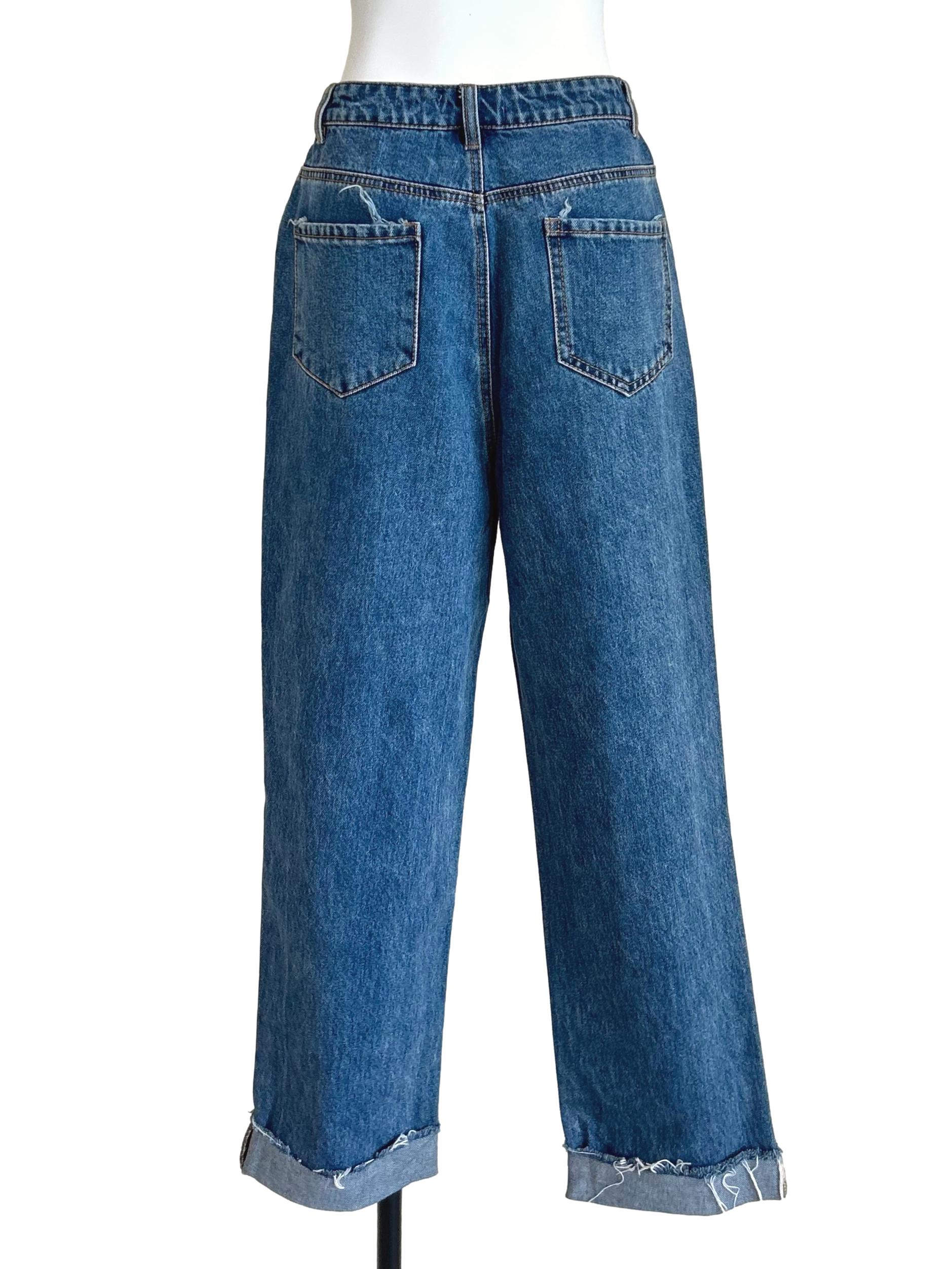Medium Wash Distressed Straight-Leg Jeans