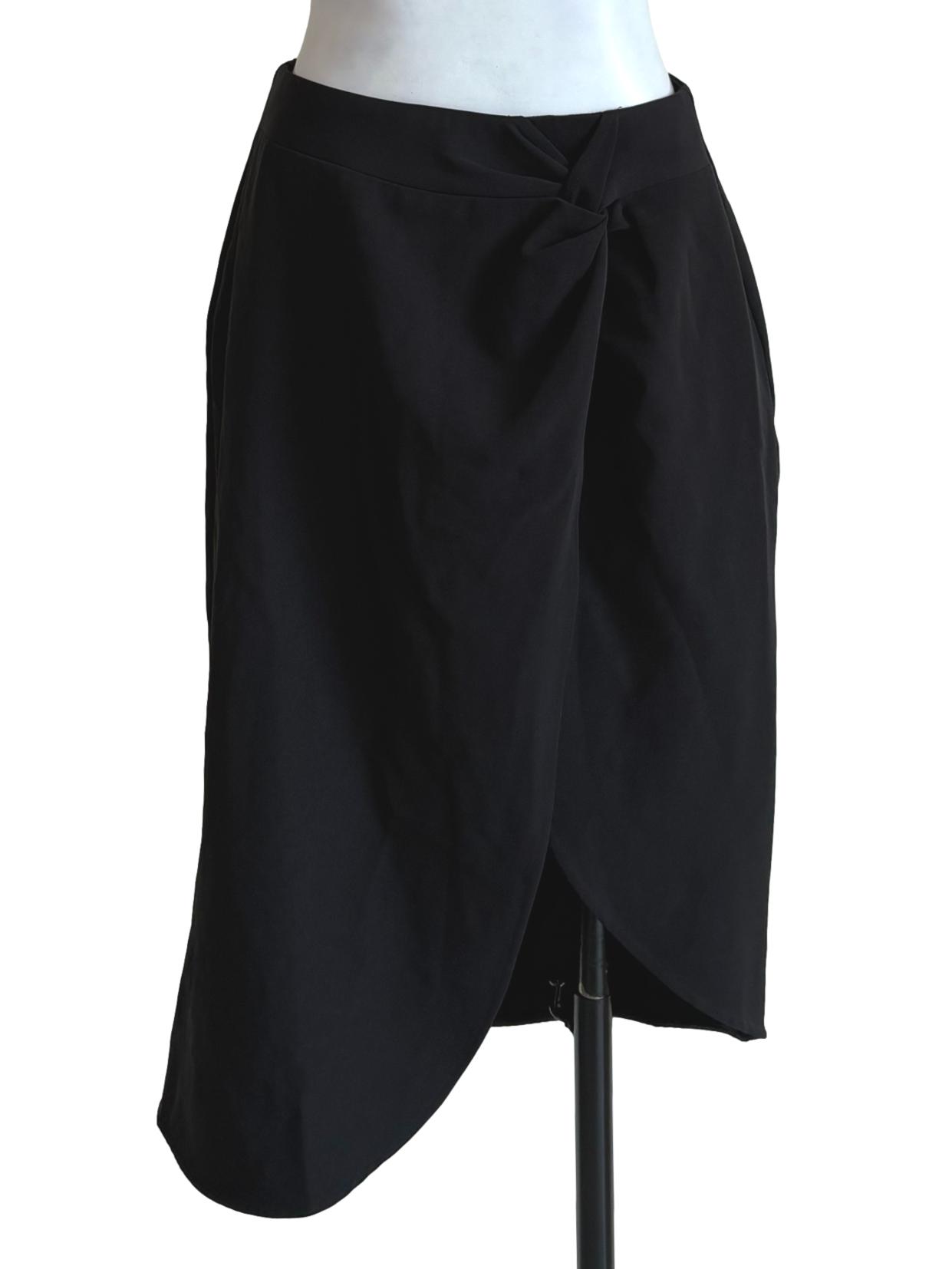 Black Asymmetrical Flap Skirt