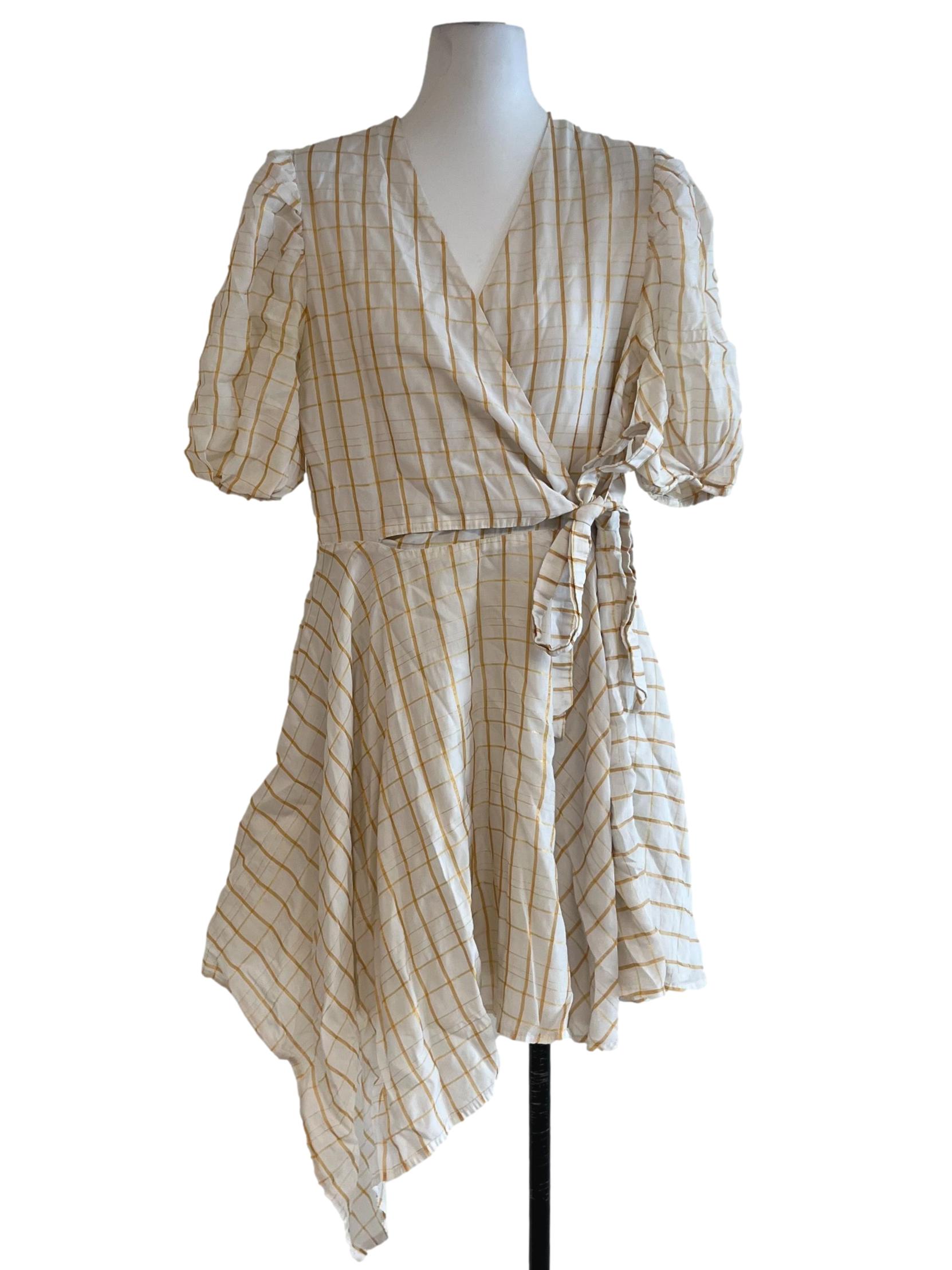 Cream Gingham Empire Dress