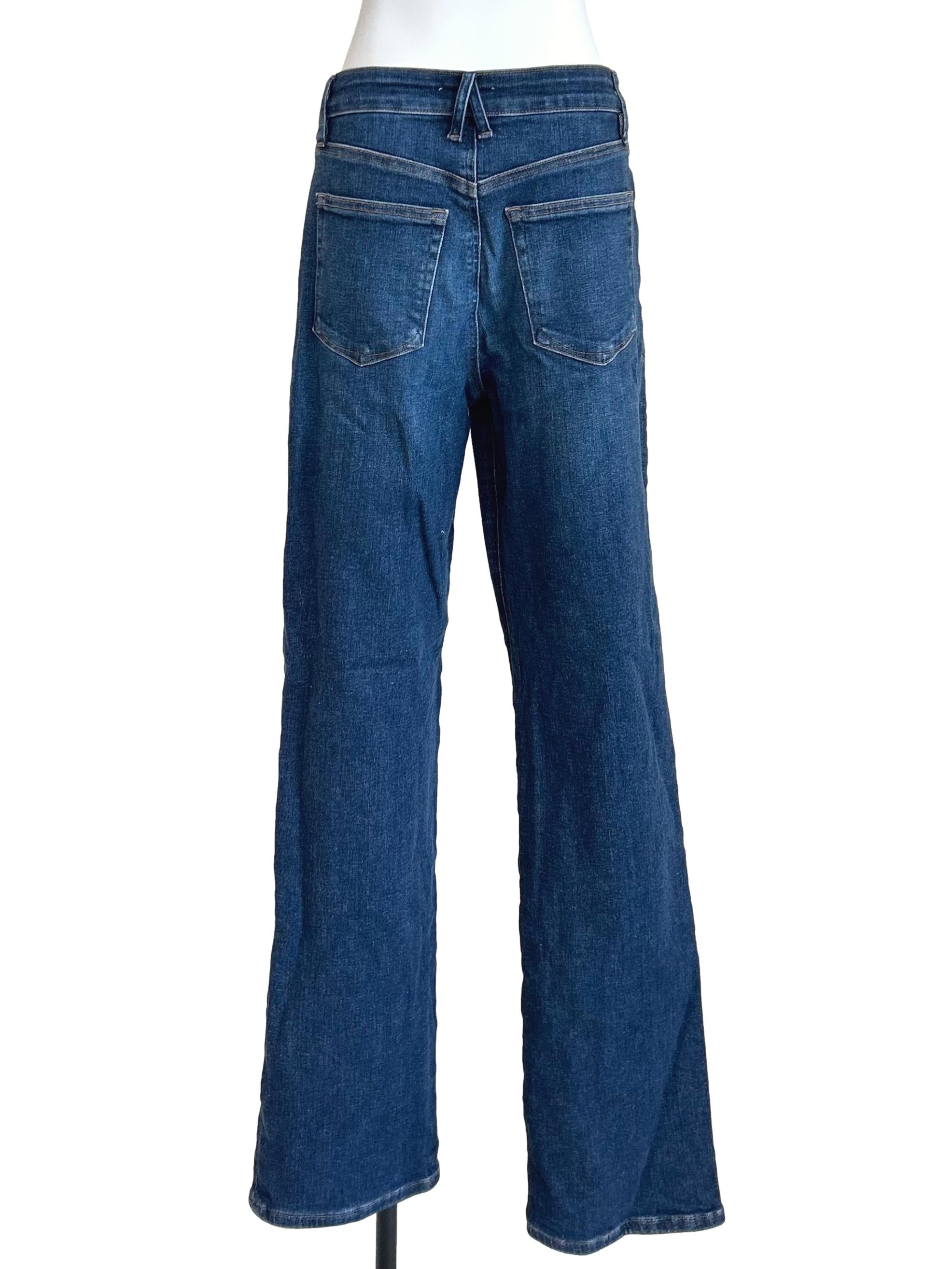Medium Wash Wide-Leg Jeans With Raw Hem