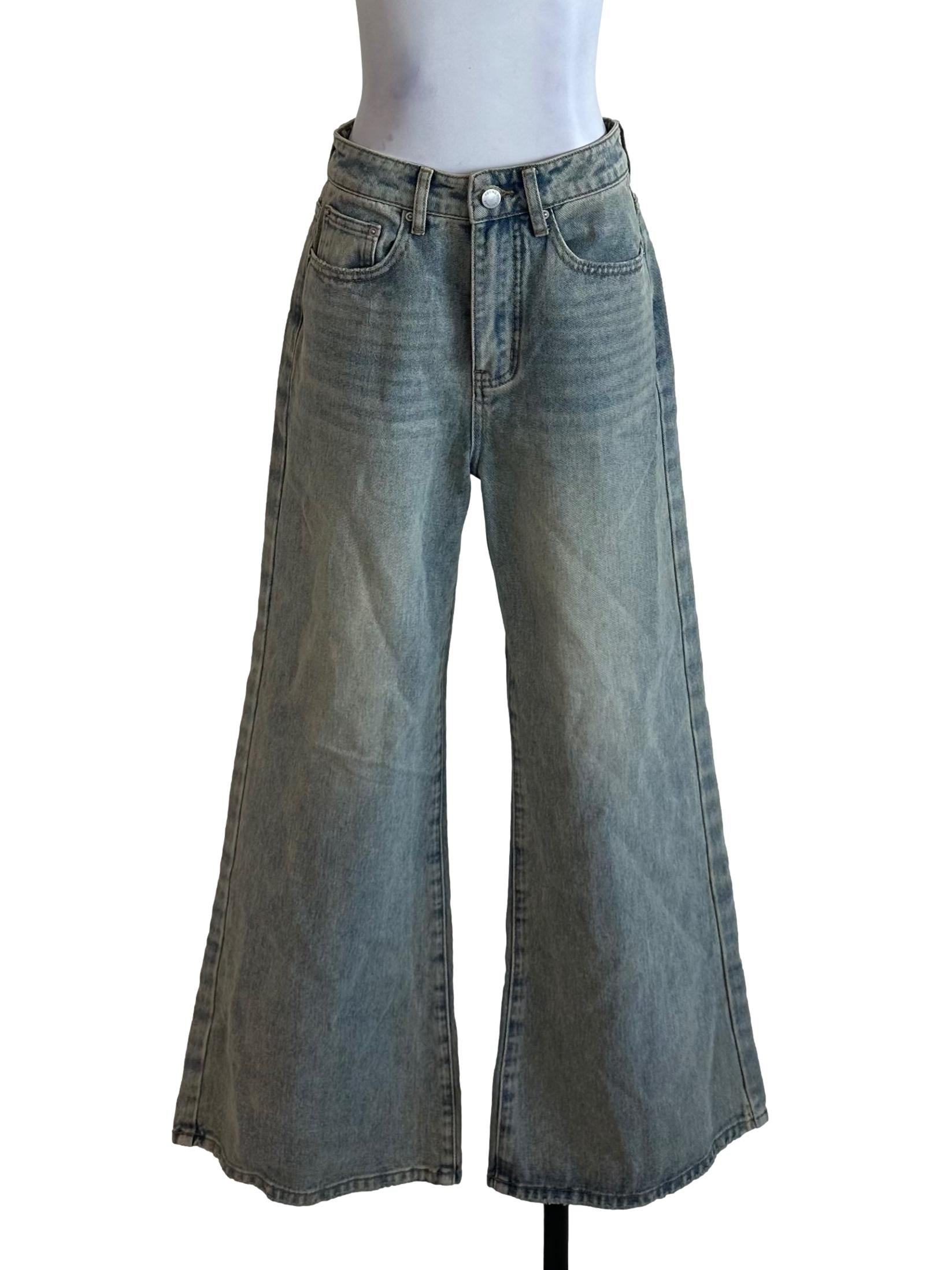 Acid Blue Denim Flare Jeans YHF