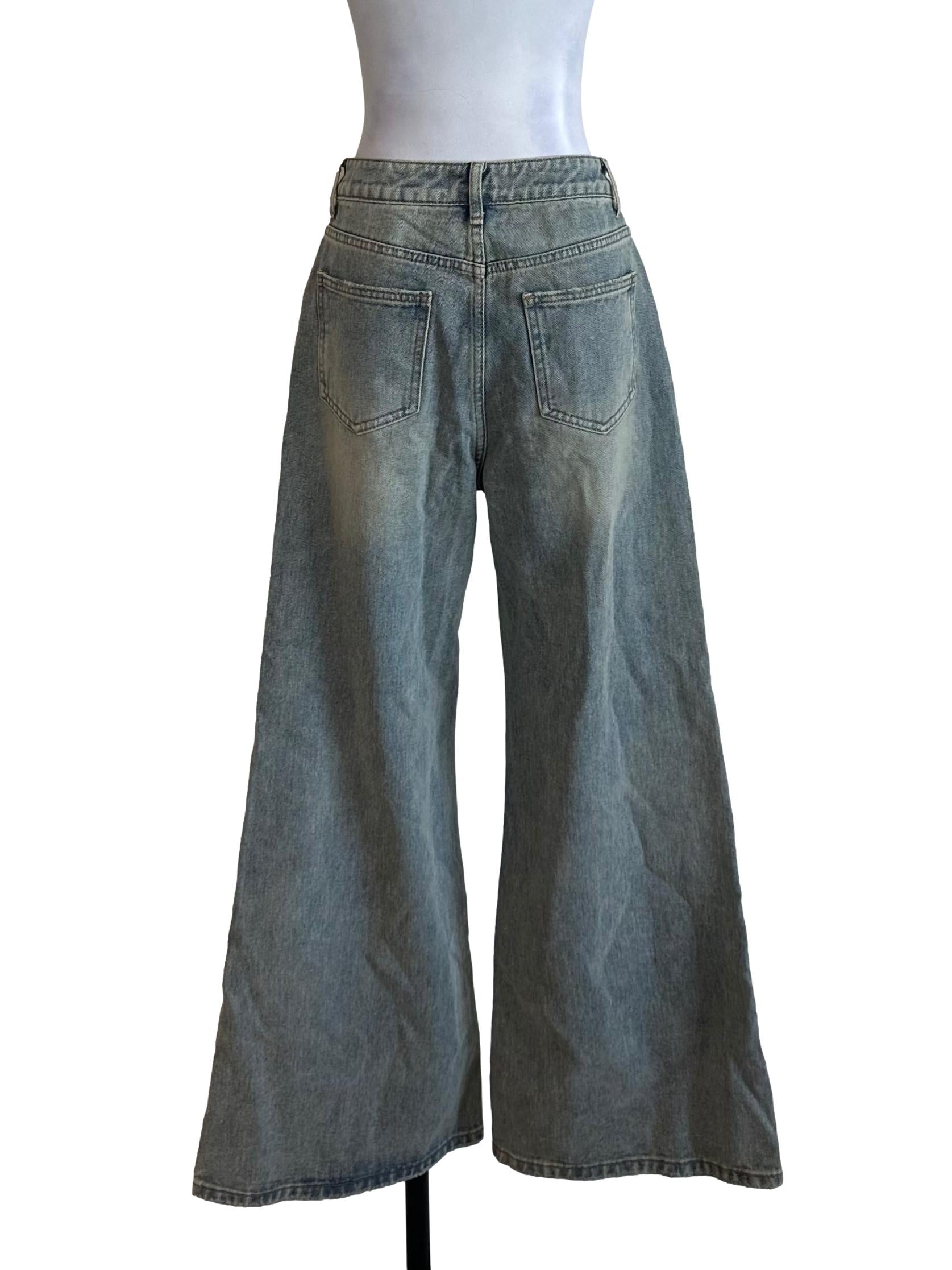Acid Blue Denim Flare Jeans YHF