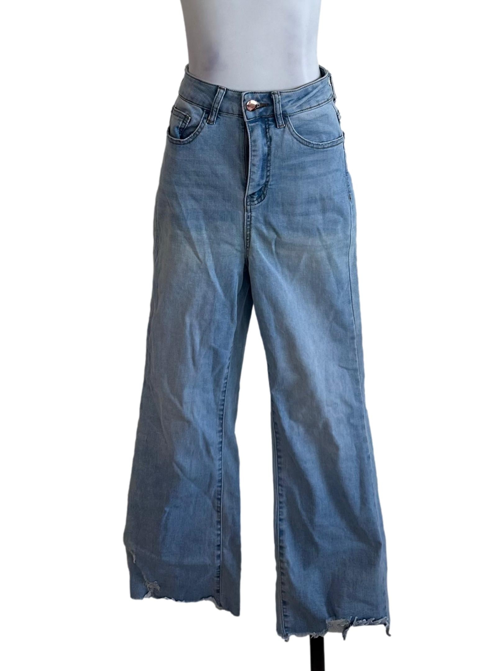 Light Blue Denim Ripped Long Jeans