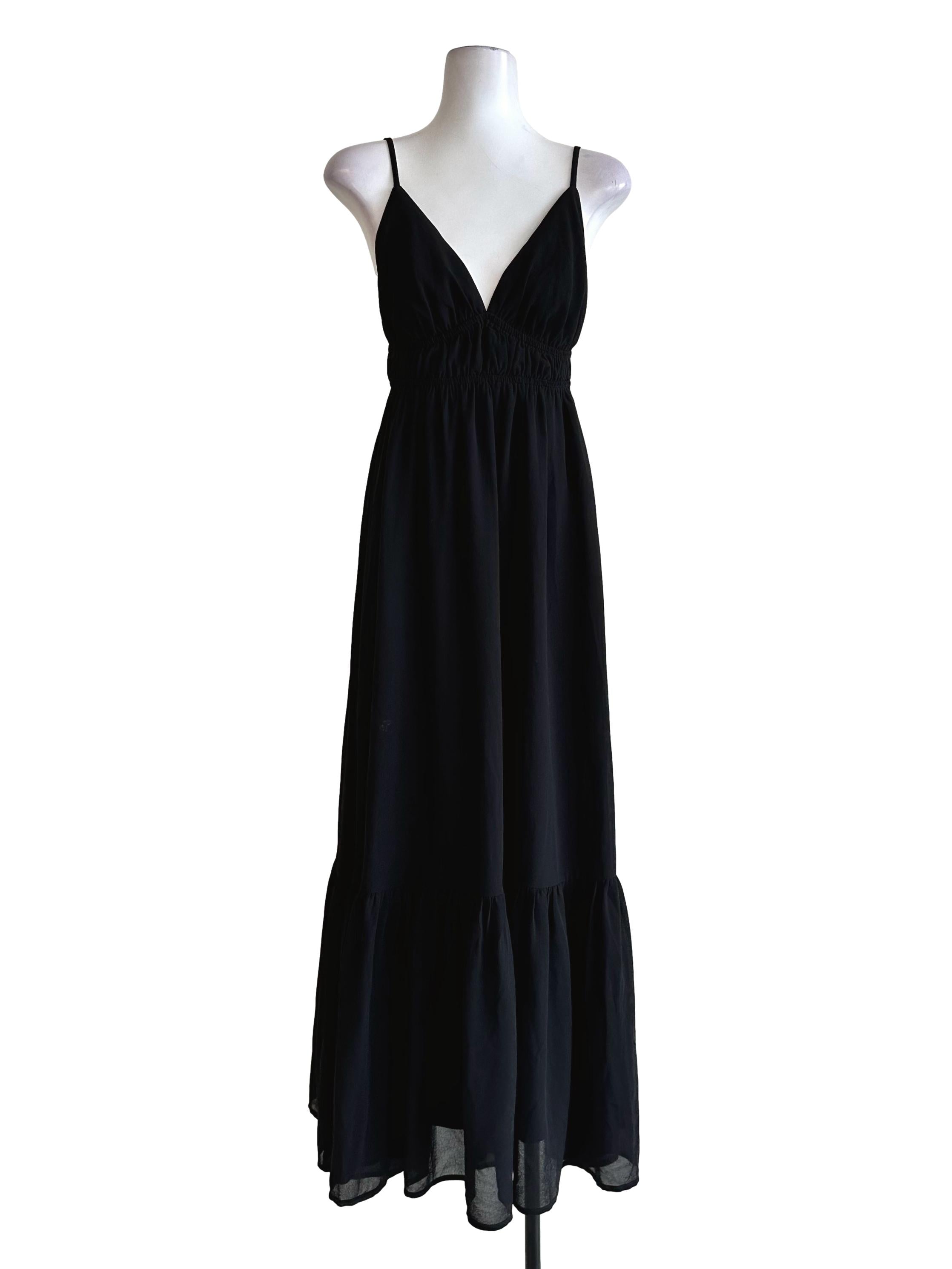 Black  Plain Sleeveless Maxi Dress YHF