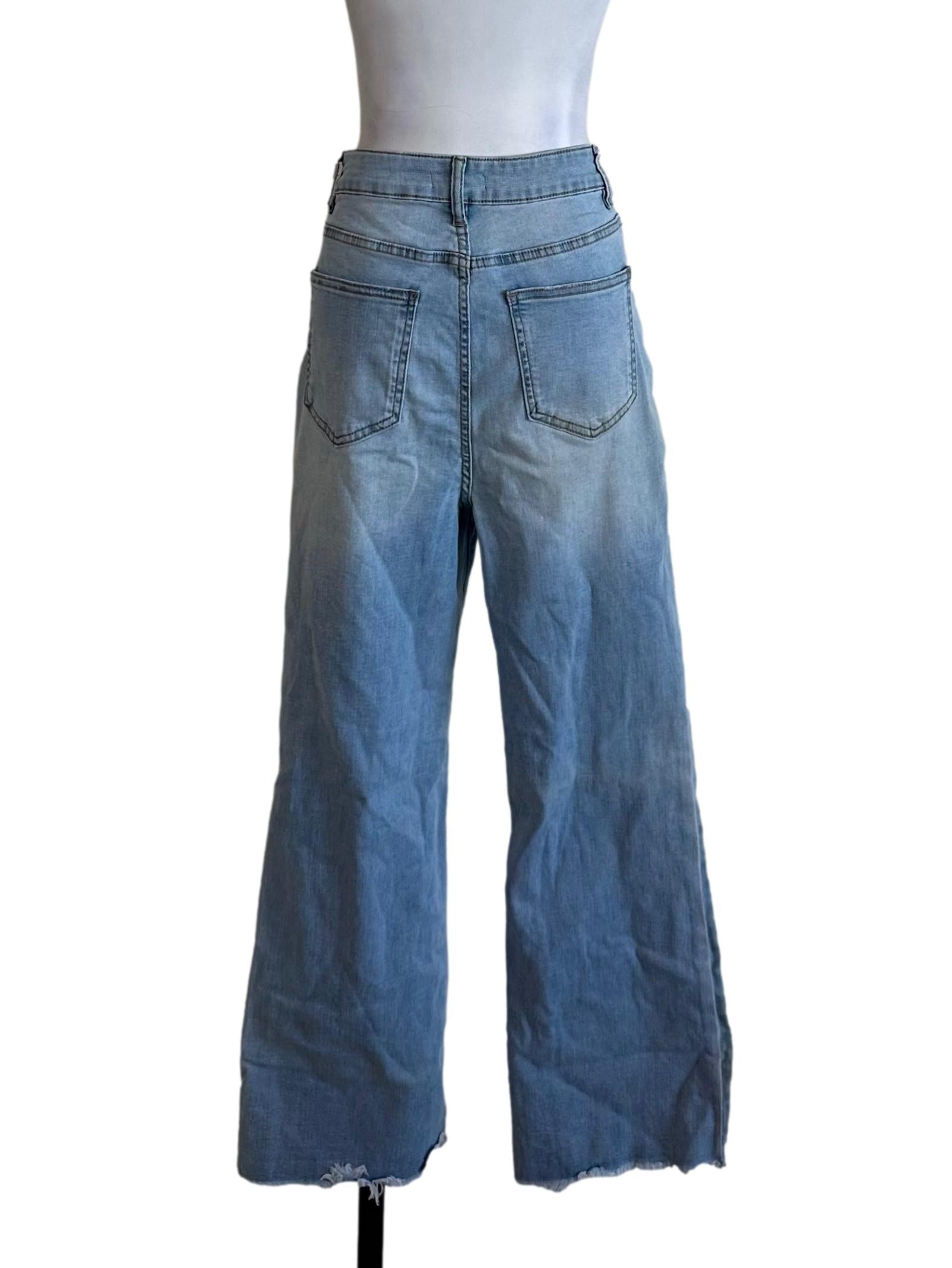 Light Blue Denim Ripped Long Jeans