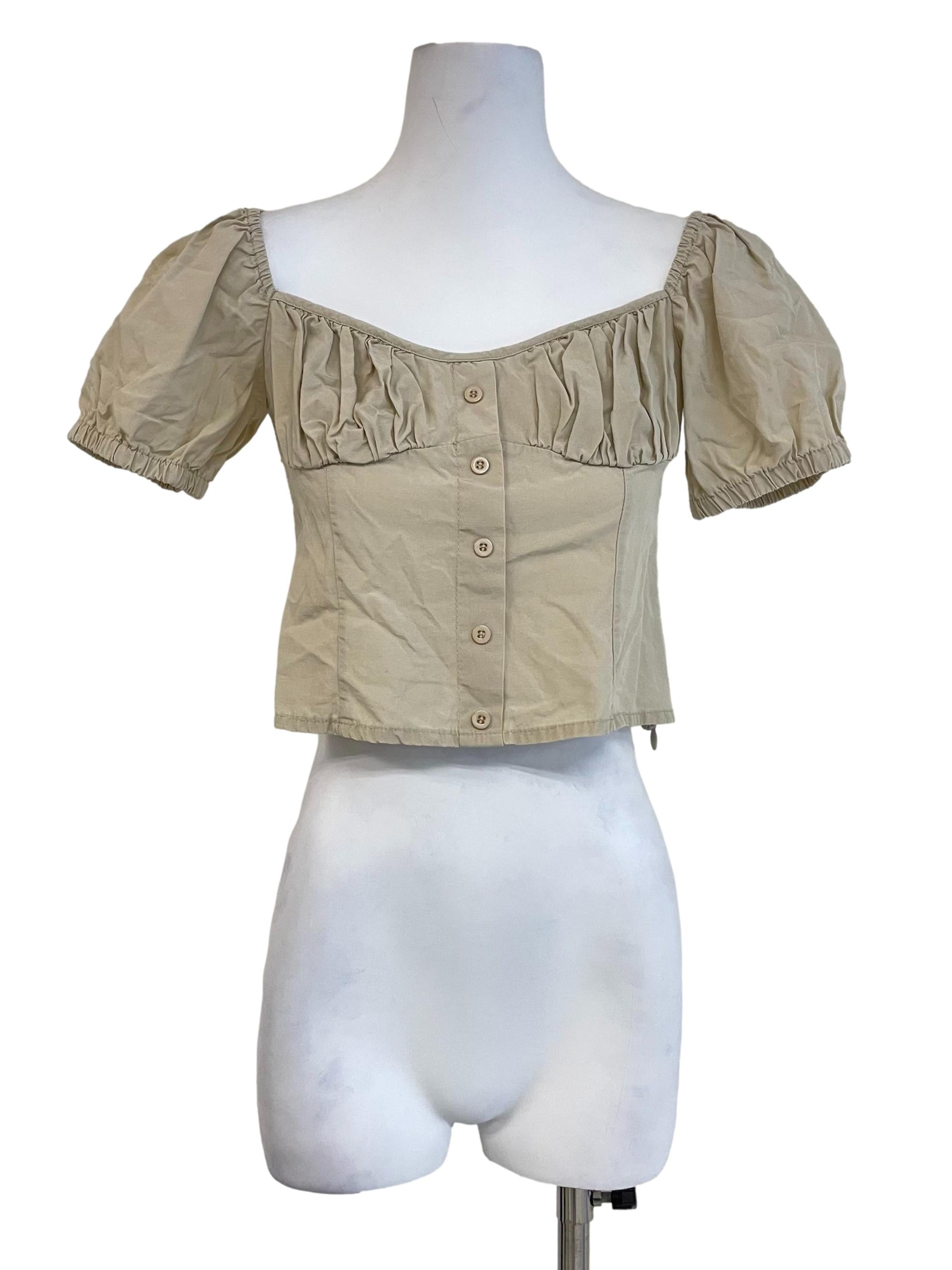 Warm Beige Milkmaid Fit Top