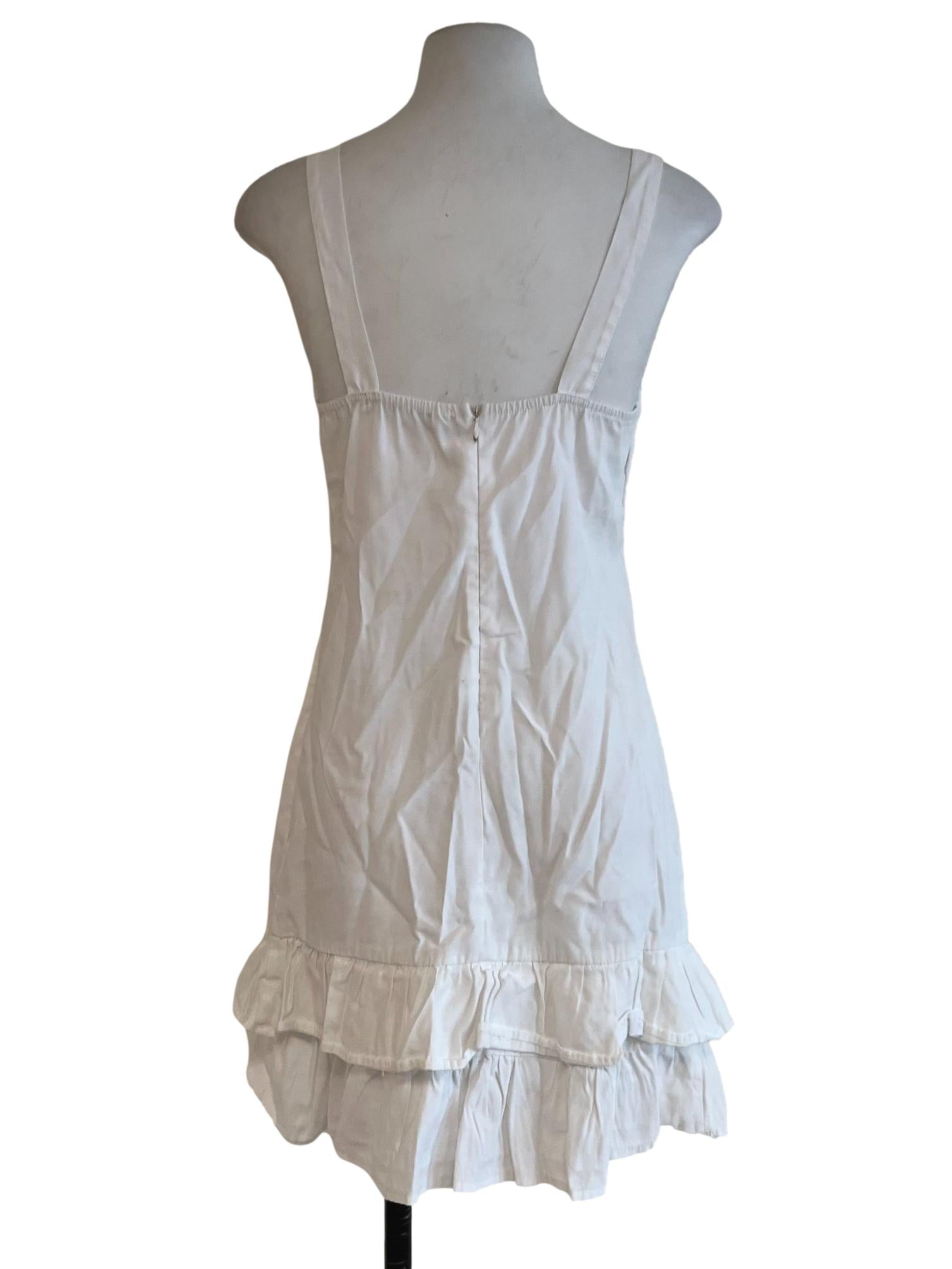 White Square Neckline A-Line Dress