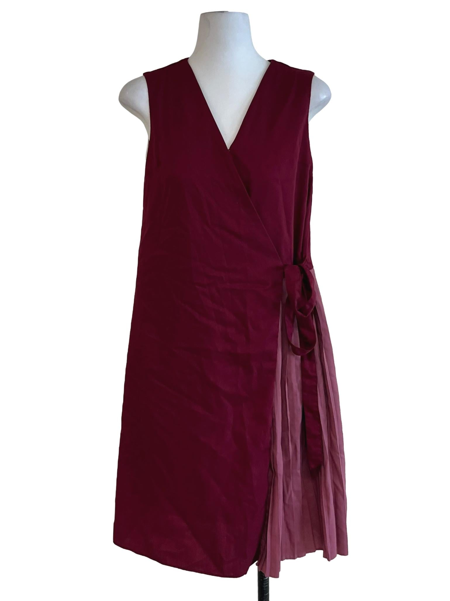 Wine Red V-Neckline Sheath Dress
