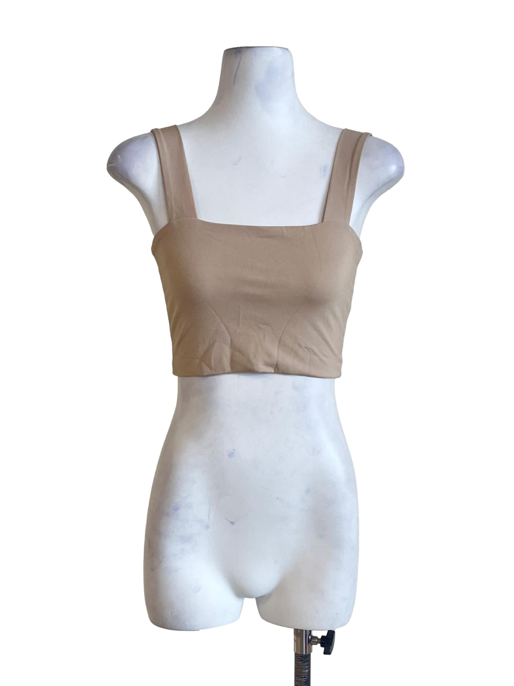 Nude Brown Square Neck Crop Top
