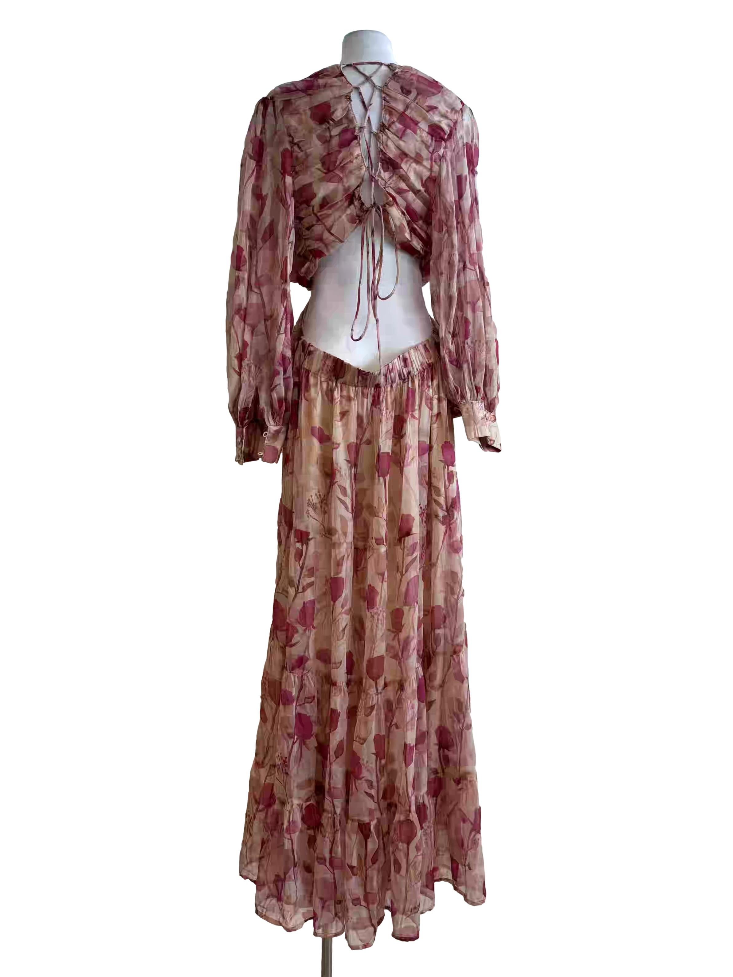 Blush Pink Floral Chiffon Tier Dress
