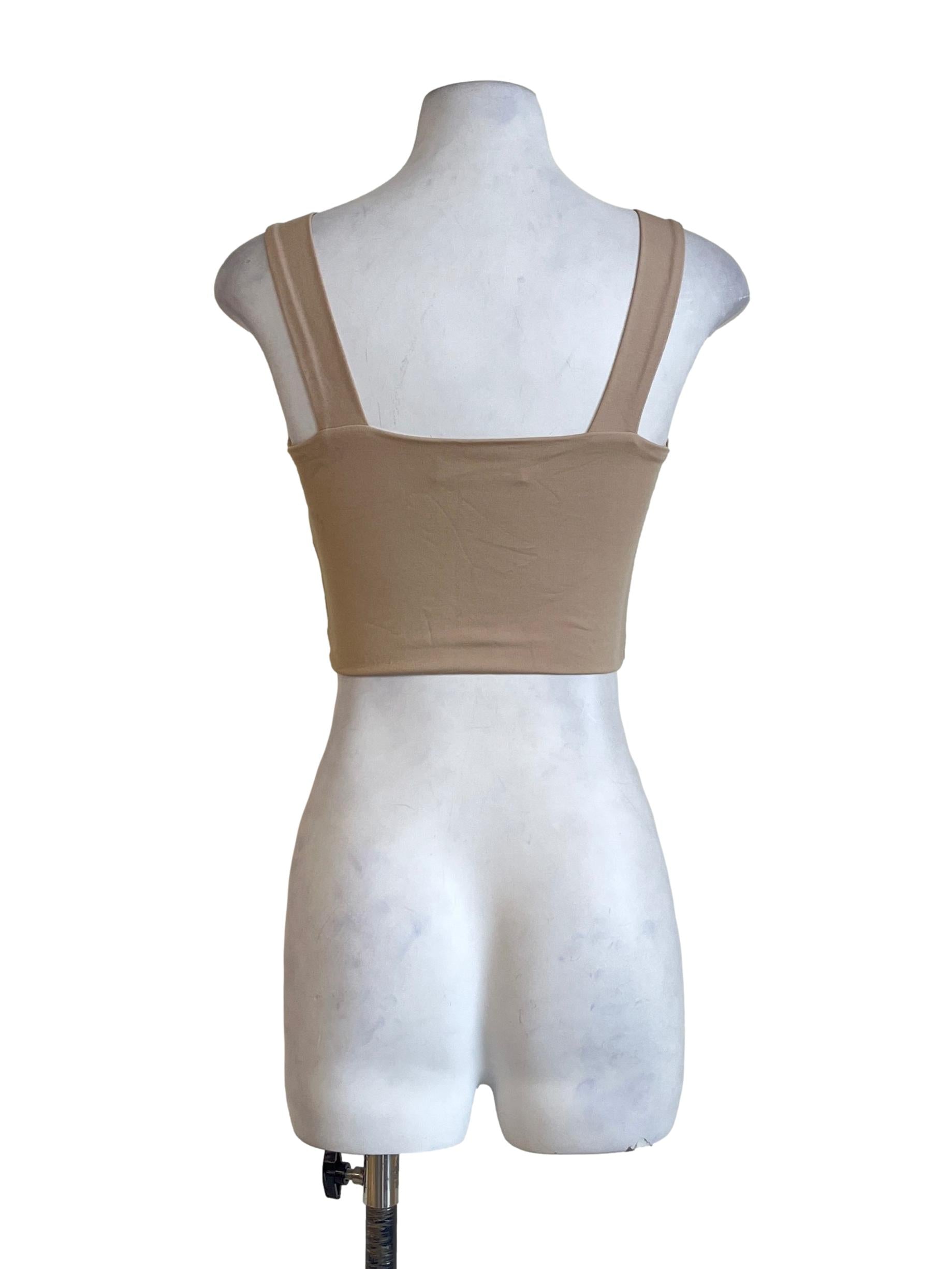 Nude Brown Square Neck Crop Top