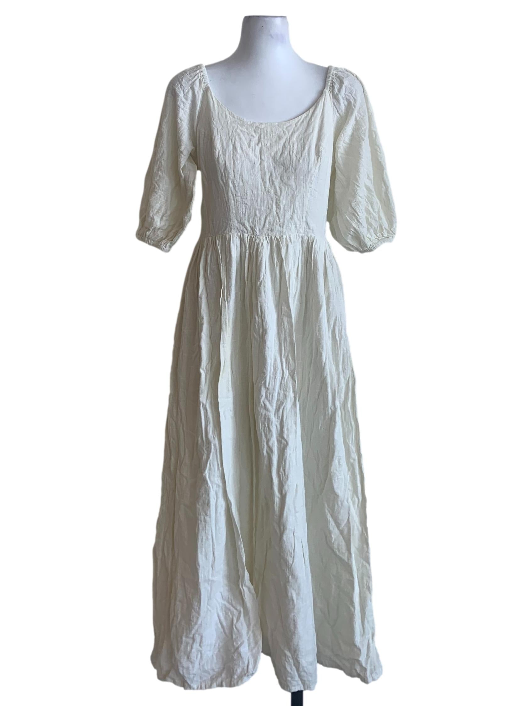 Parchment White Peasant Dress S&D