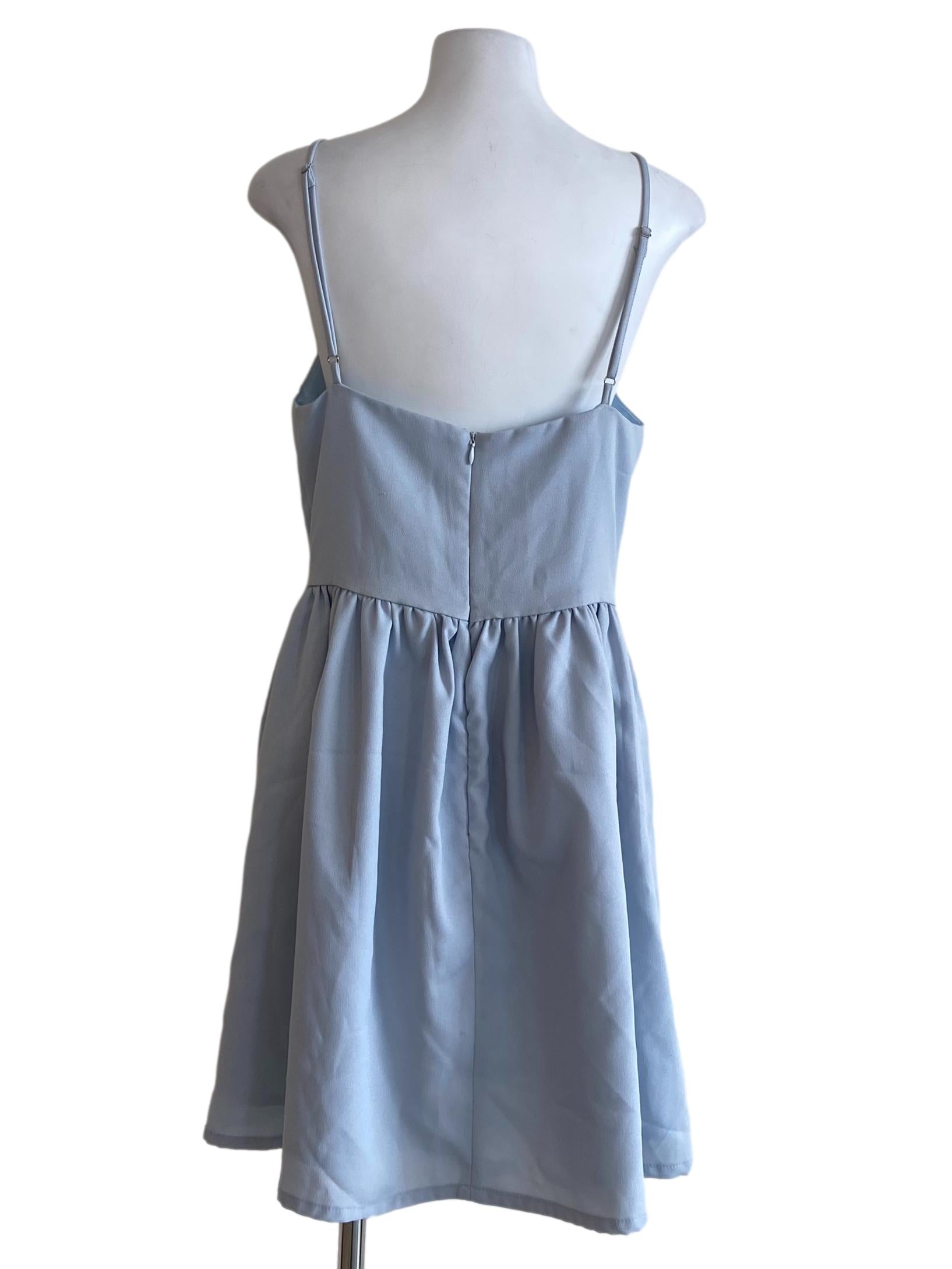 Sky Blue Twill Spaghetti Strap Tent Dress