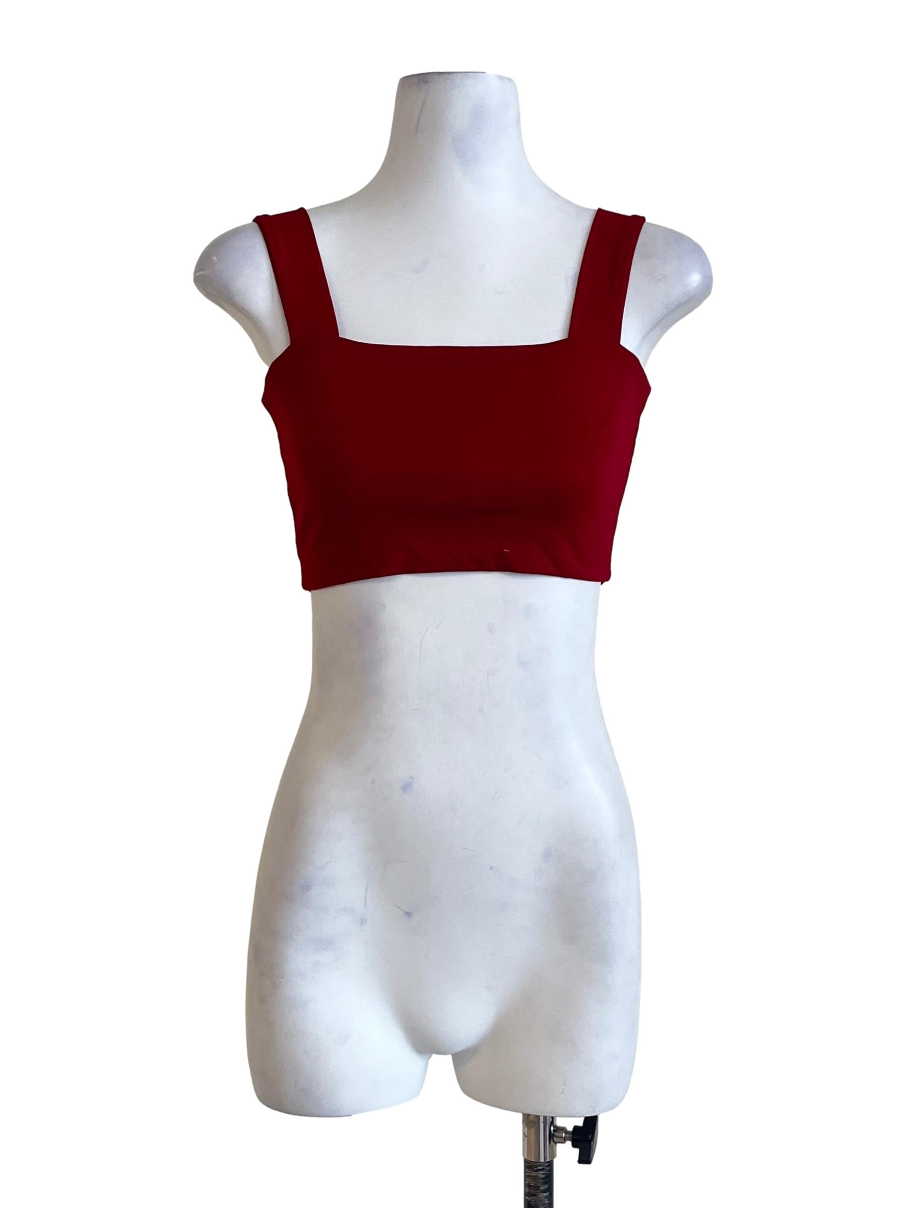 Ruby Red Square Neck Crop Top