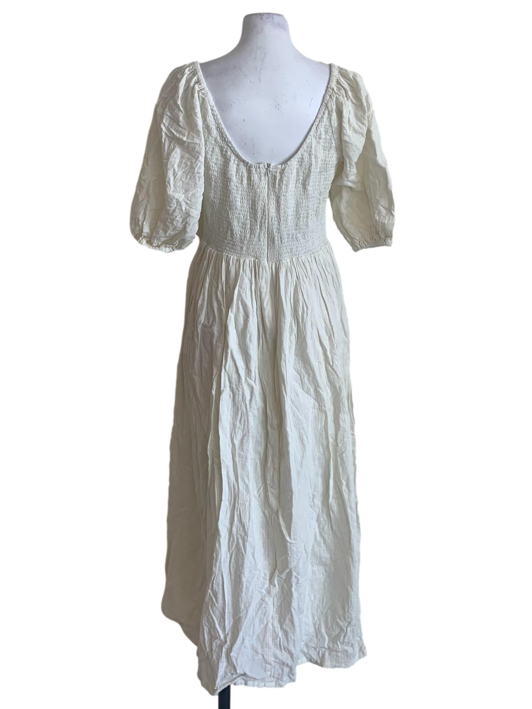 Parchment White Peasant Dress S&D