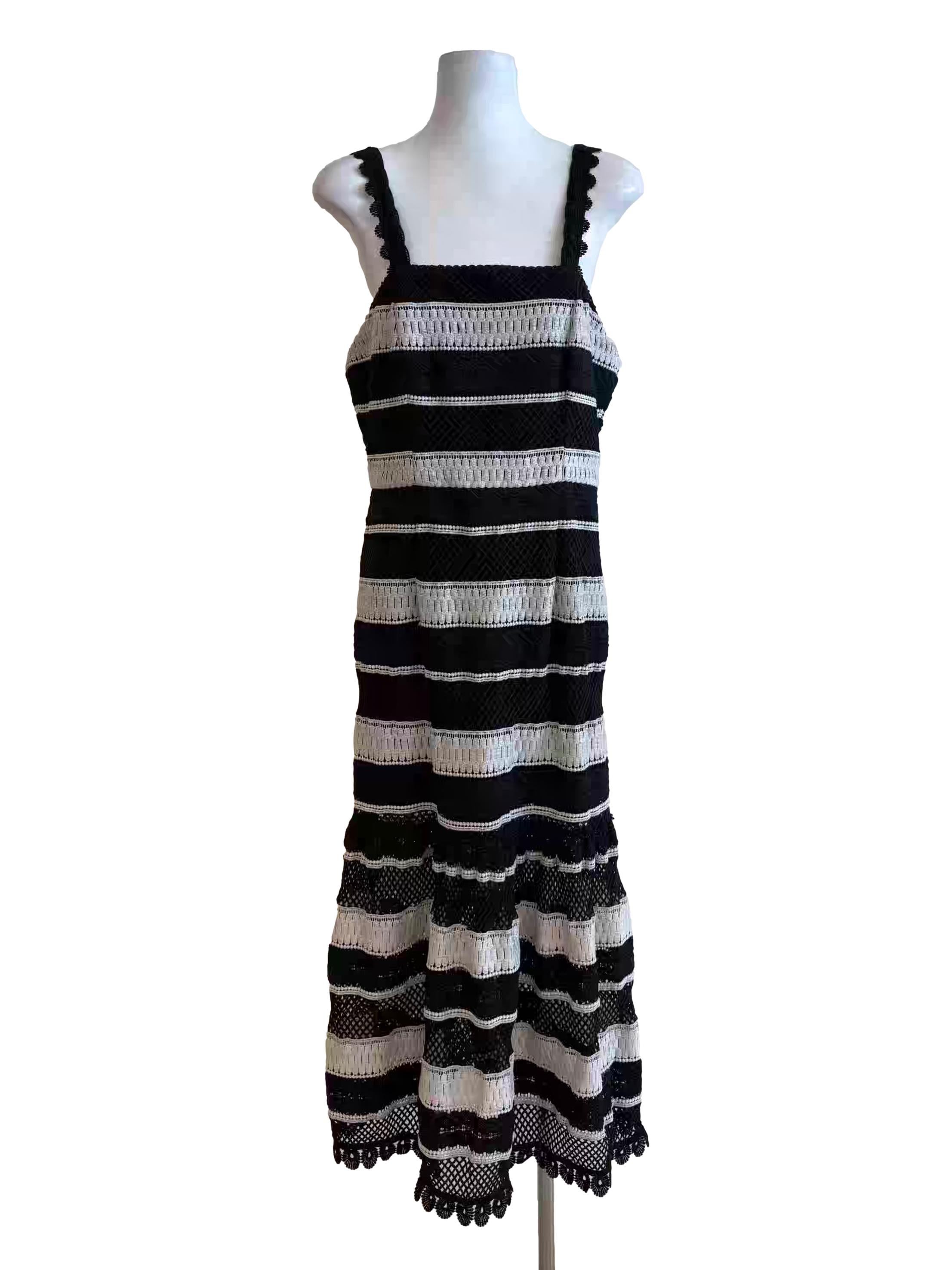 Black And White Stripes Knitted Dropwaist Dress