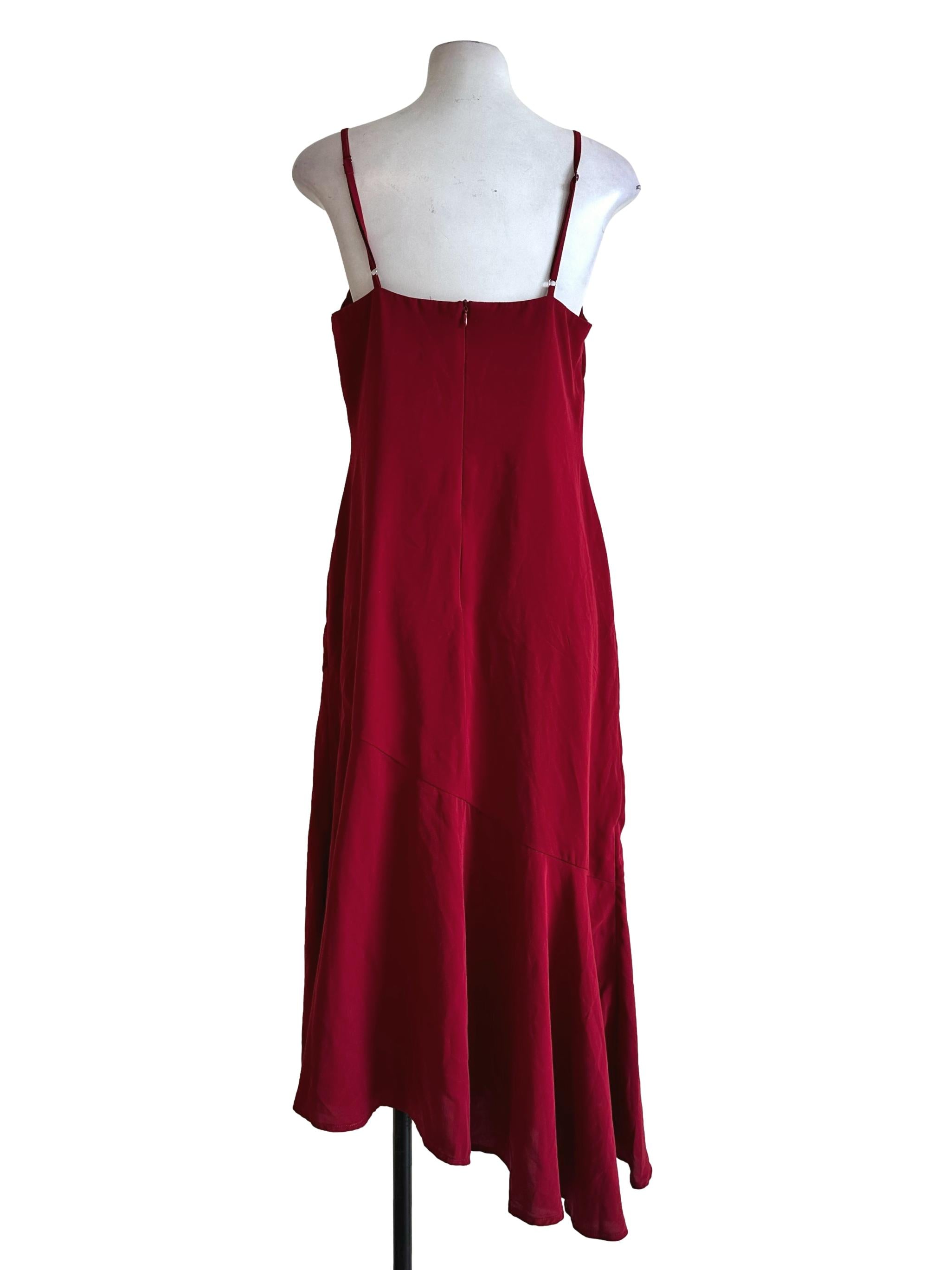 Apple Red Non Padded Midi Slit Dress YHF