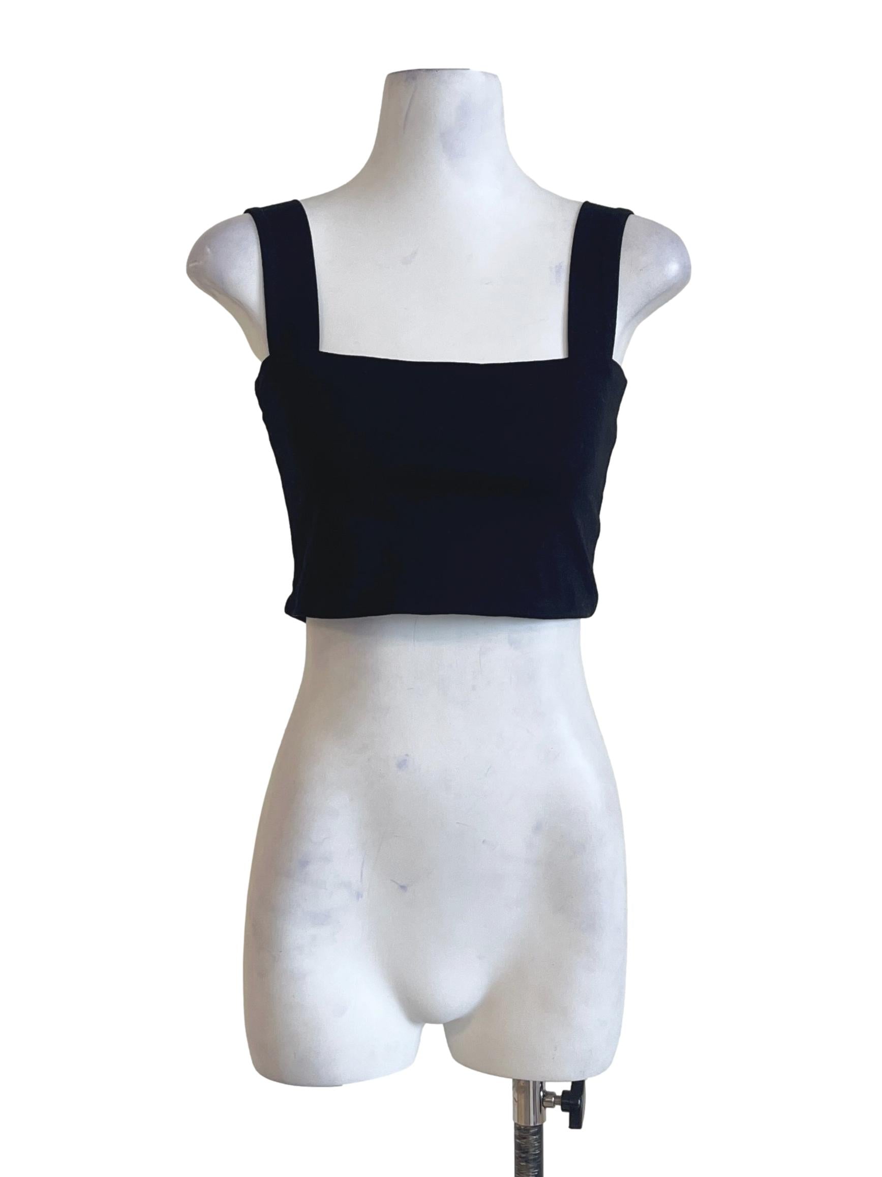 Ink Black Square Neck Crop Top