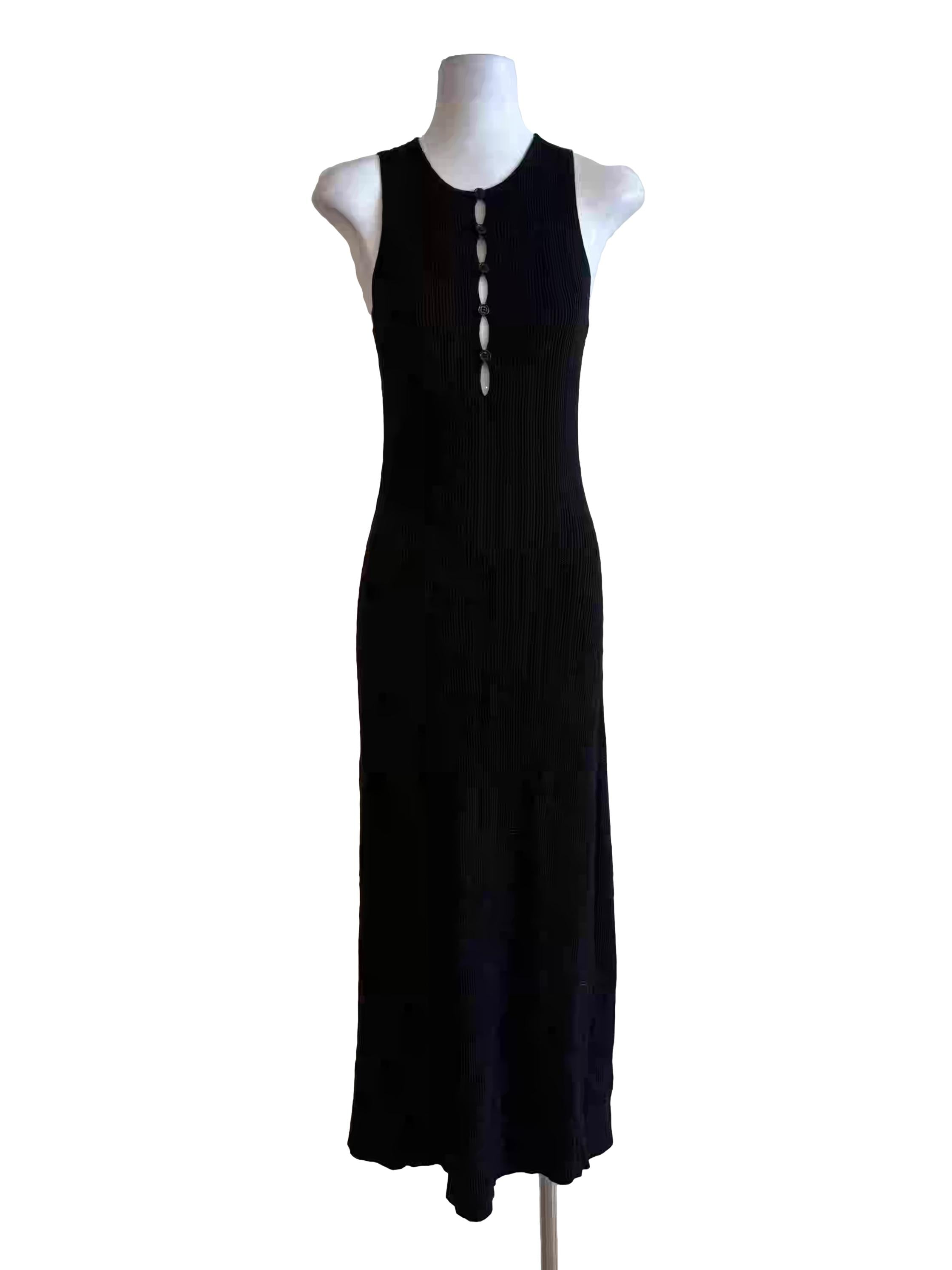 Jet Black Sleeveless Ribbed Bodycon Dress