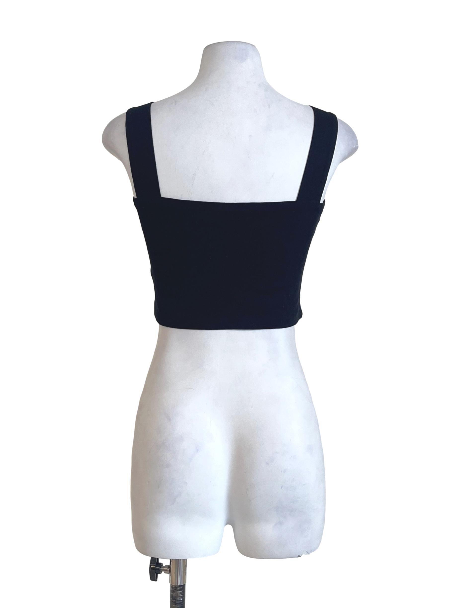 Ink Black Square Neck Crop Top