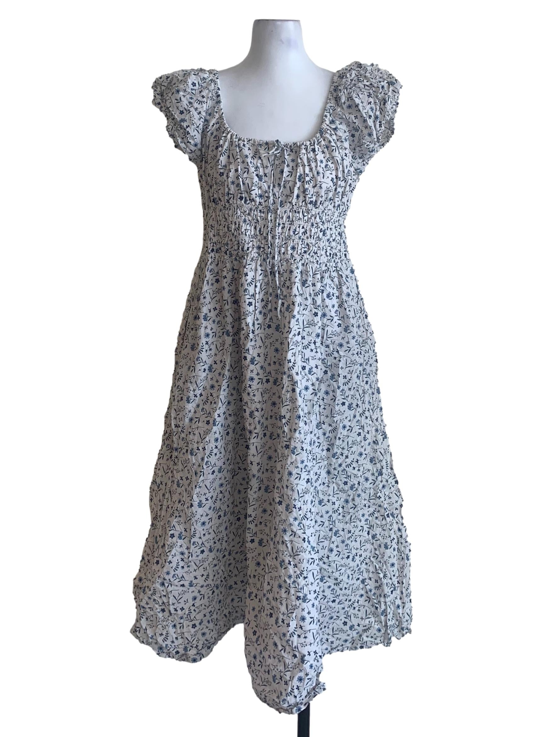 White Floral Peasant Dress CM