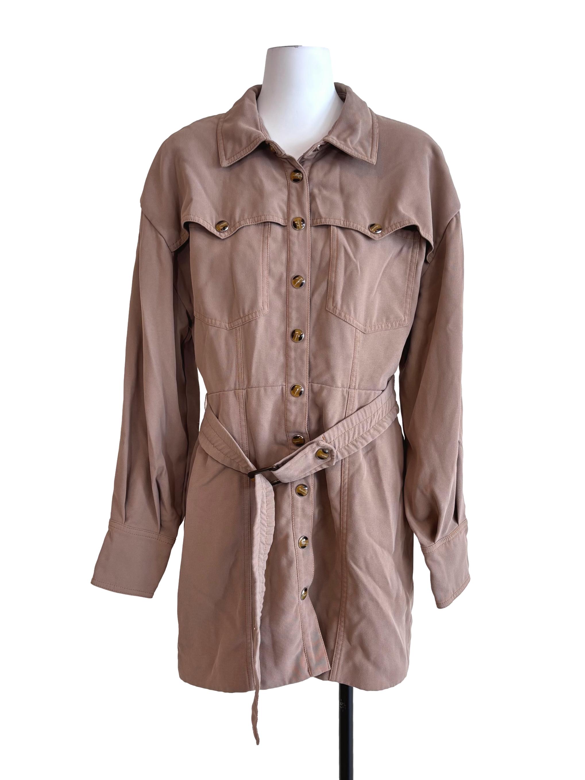 Peanut Brown Belted Long Coat