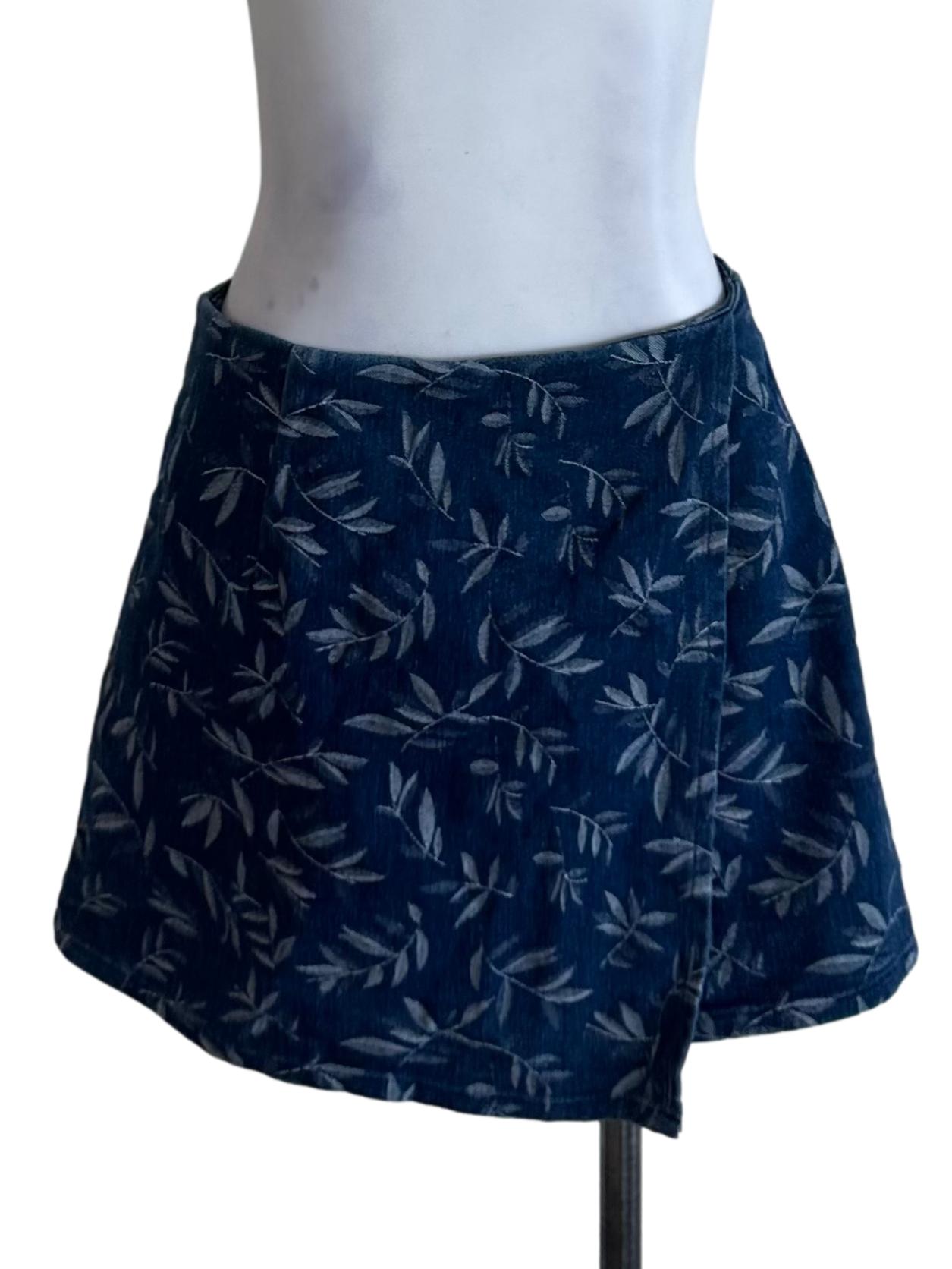 Navy Blue Denim Pattern Skorts LB