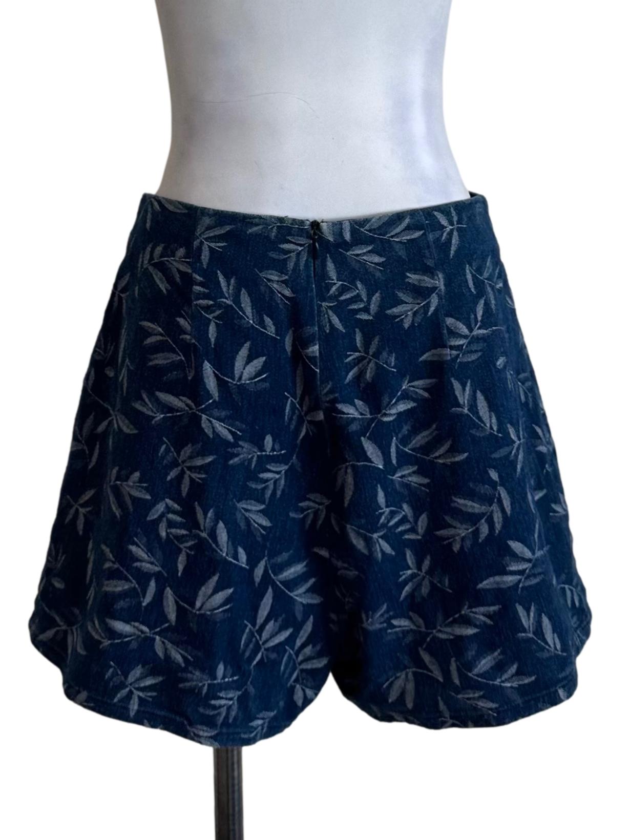 Navy Blue Denim Pattern Skorts LB