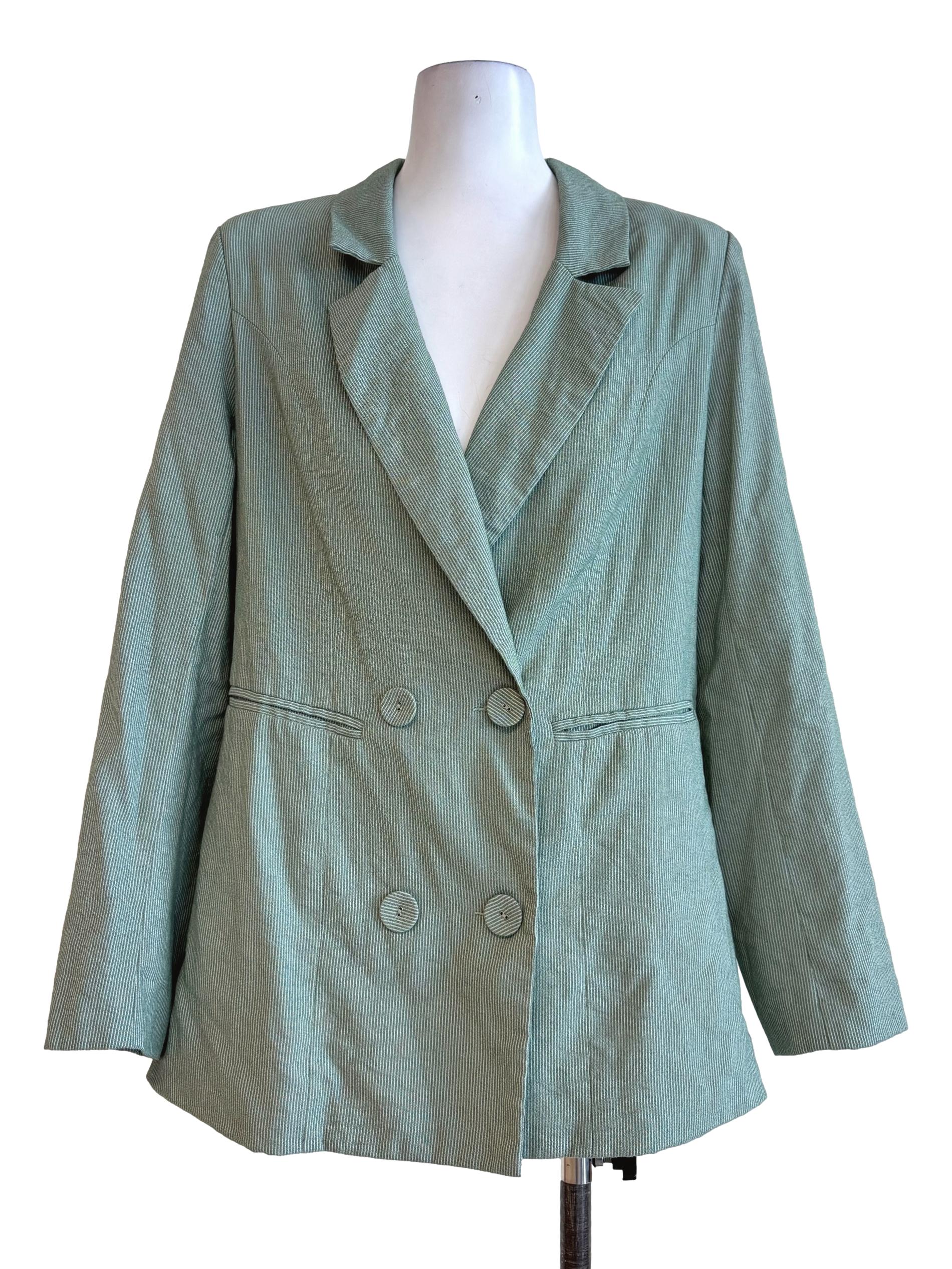 Green With White Stripes Blazer