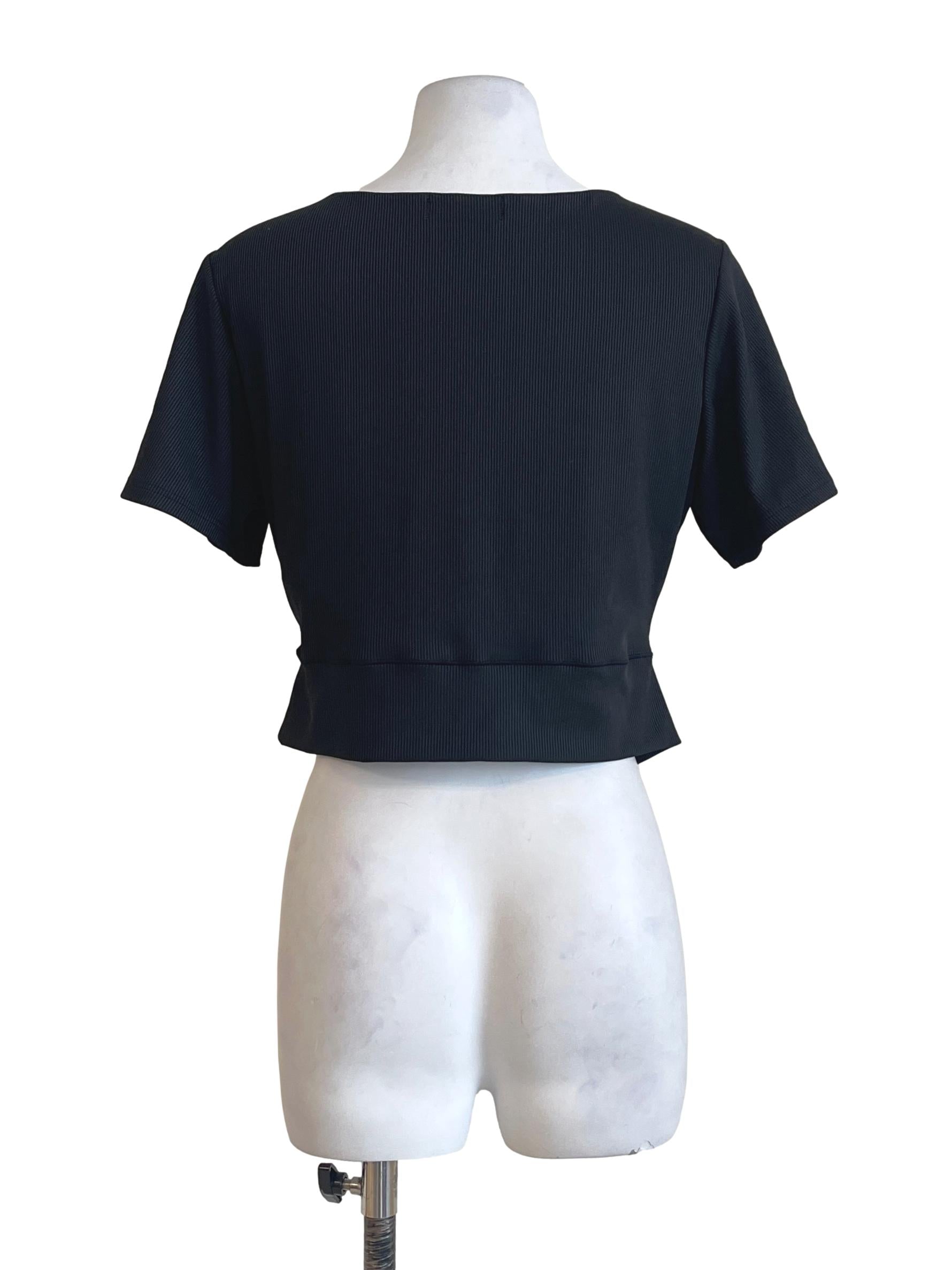Jade Black Sweetheart Short Sleeve Top