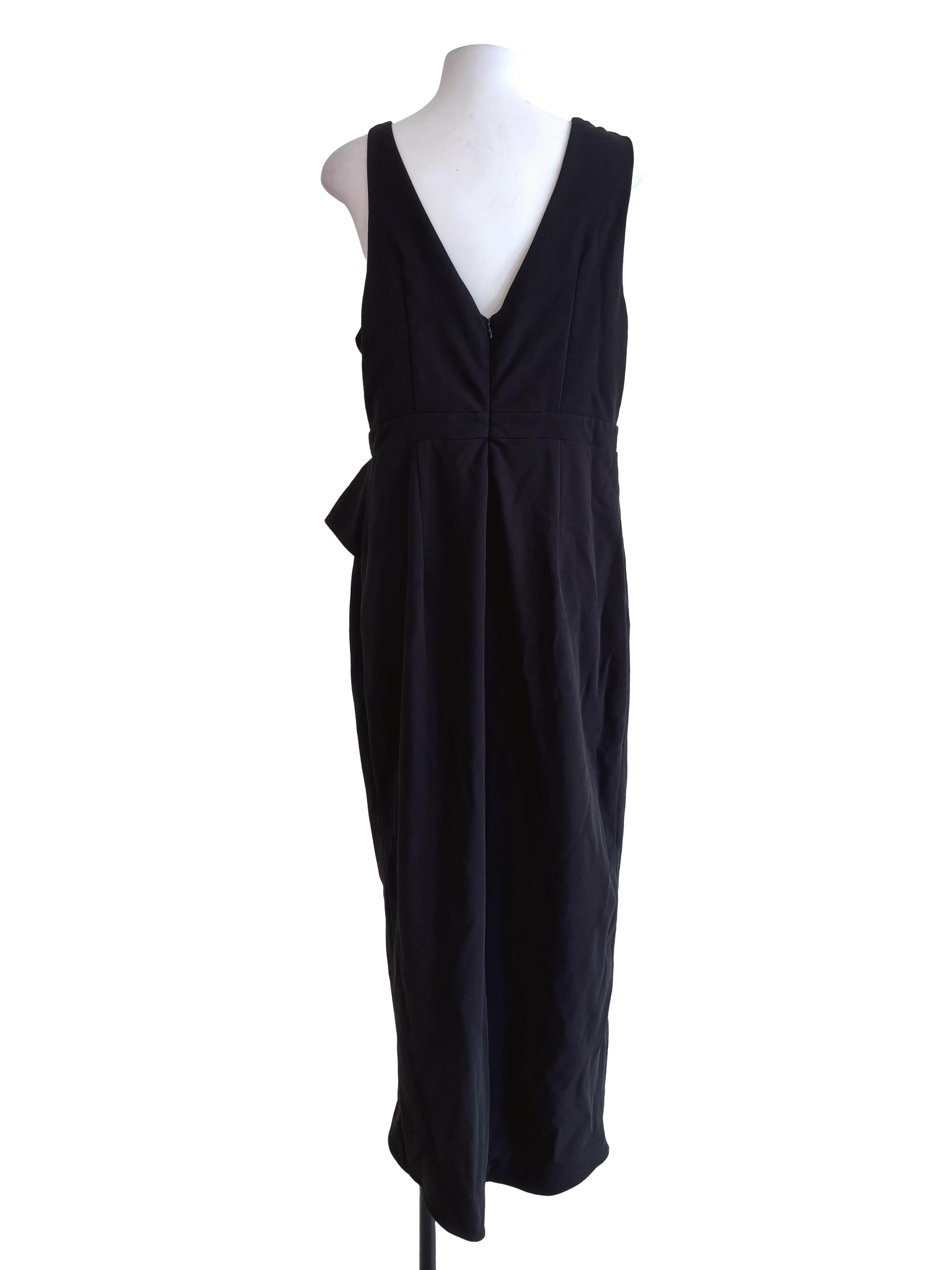 Black Deep V Ruffle Dress