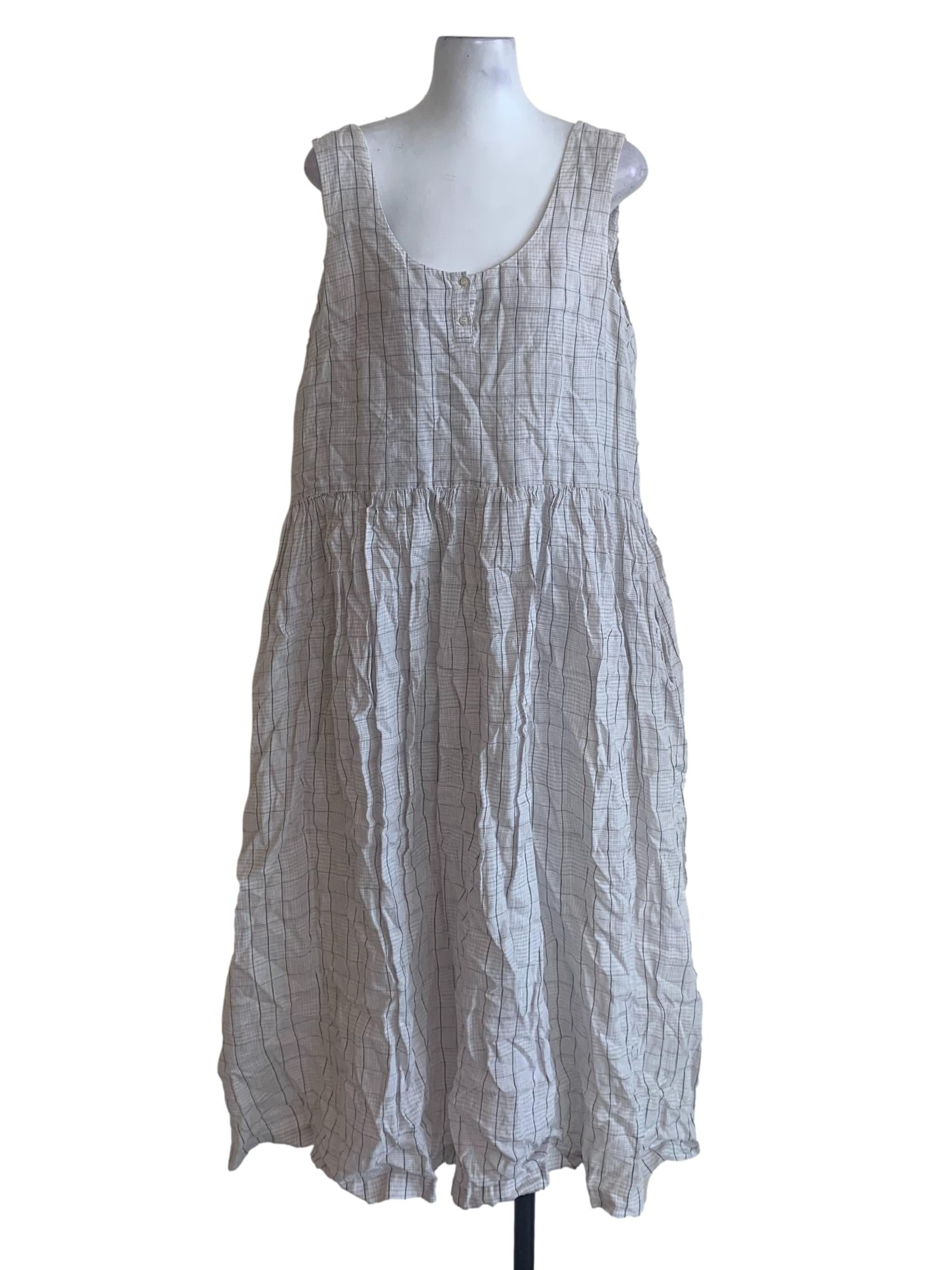 White Windowpane Drop Waist Dress STH