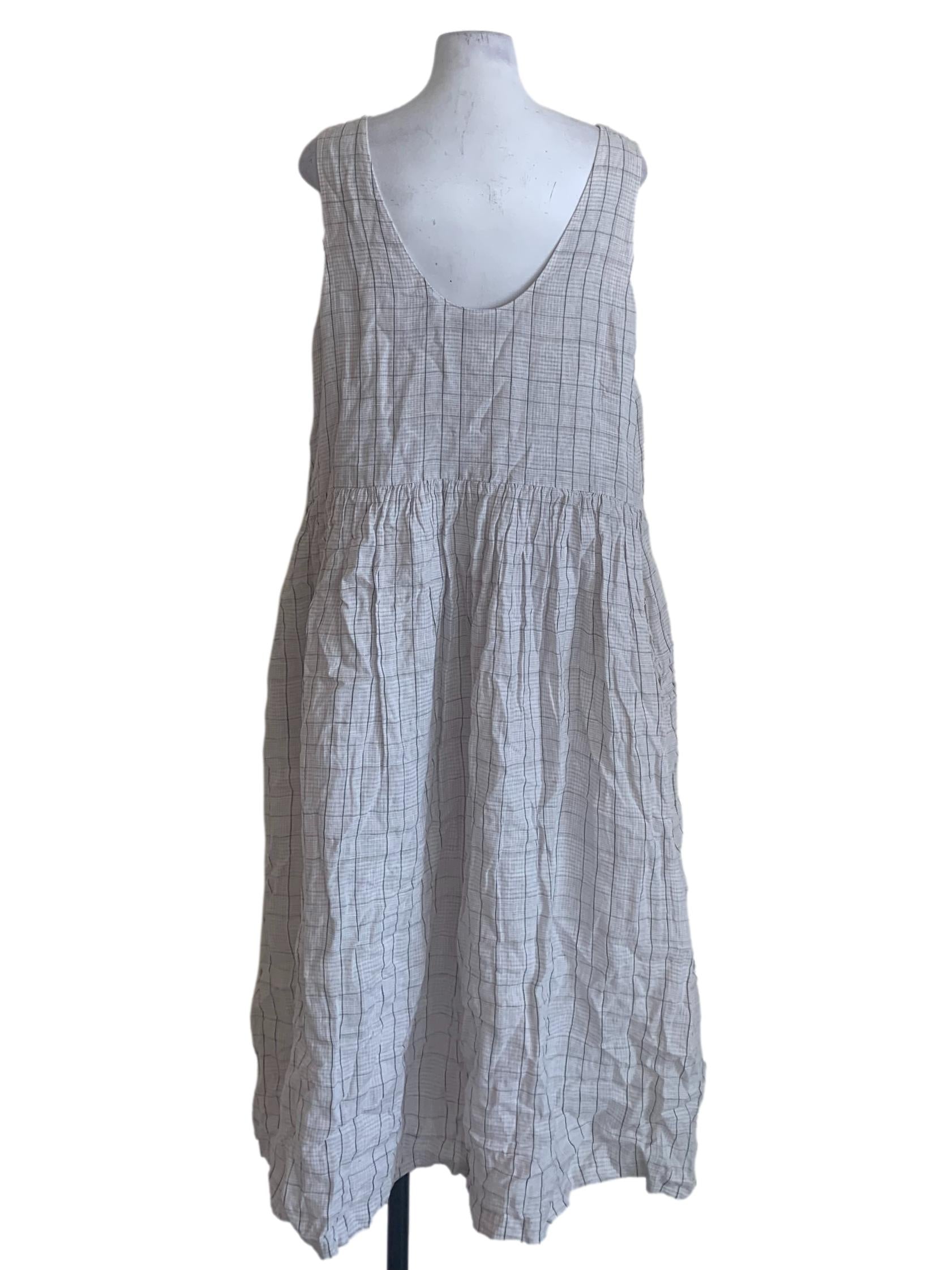 White Windowpane Drop Waist Dress STH