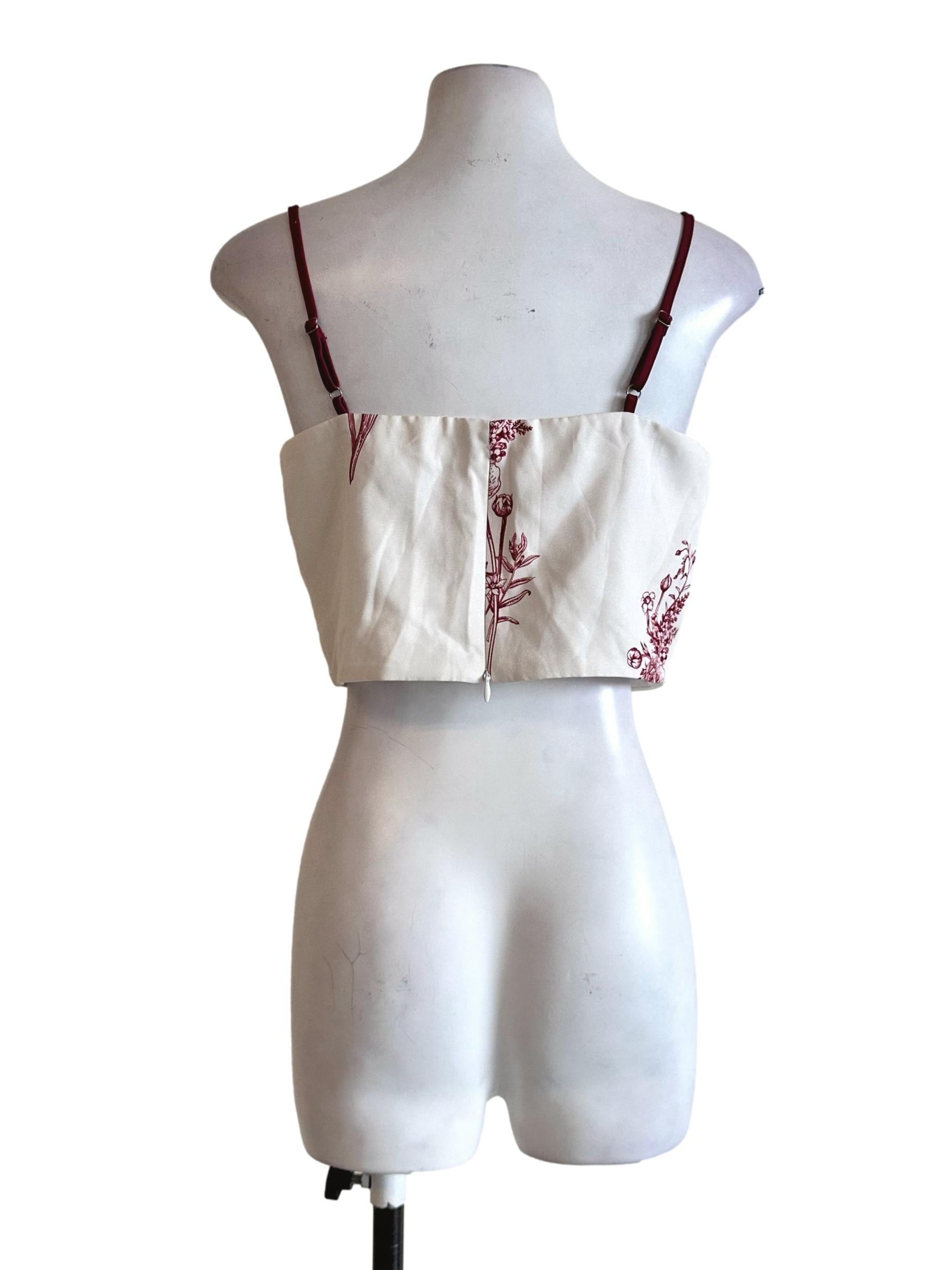 Porcelain White Padded Flower Printed Sleeveless Top
