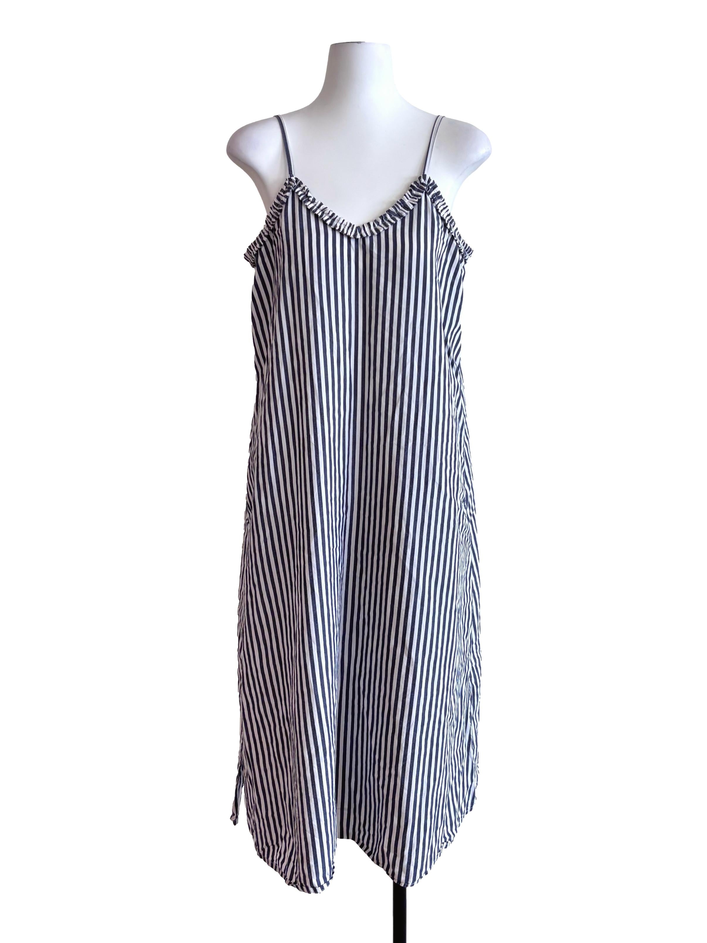 White Stripe Slip Dress