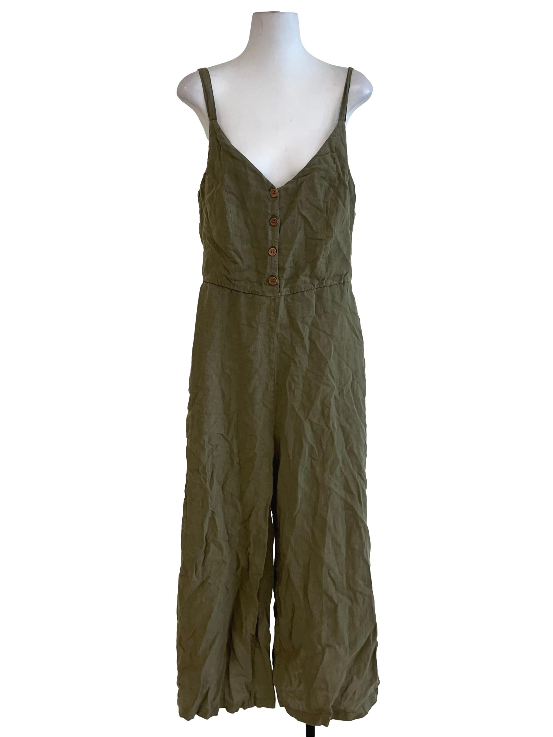 Army Green V-Neckline Jumpsuit