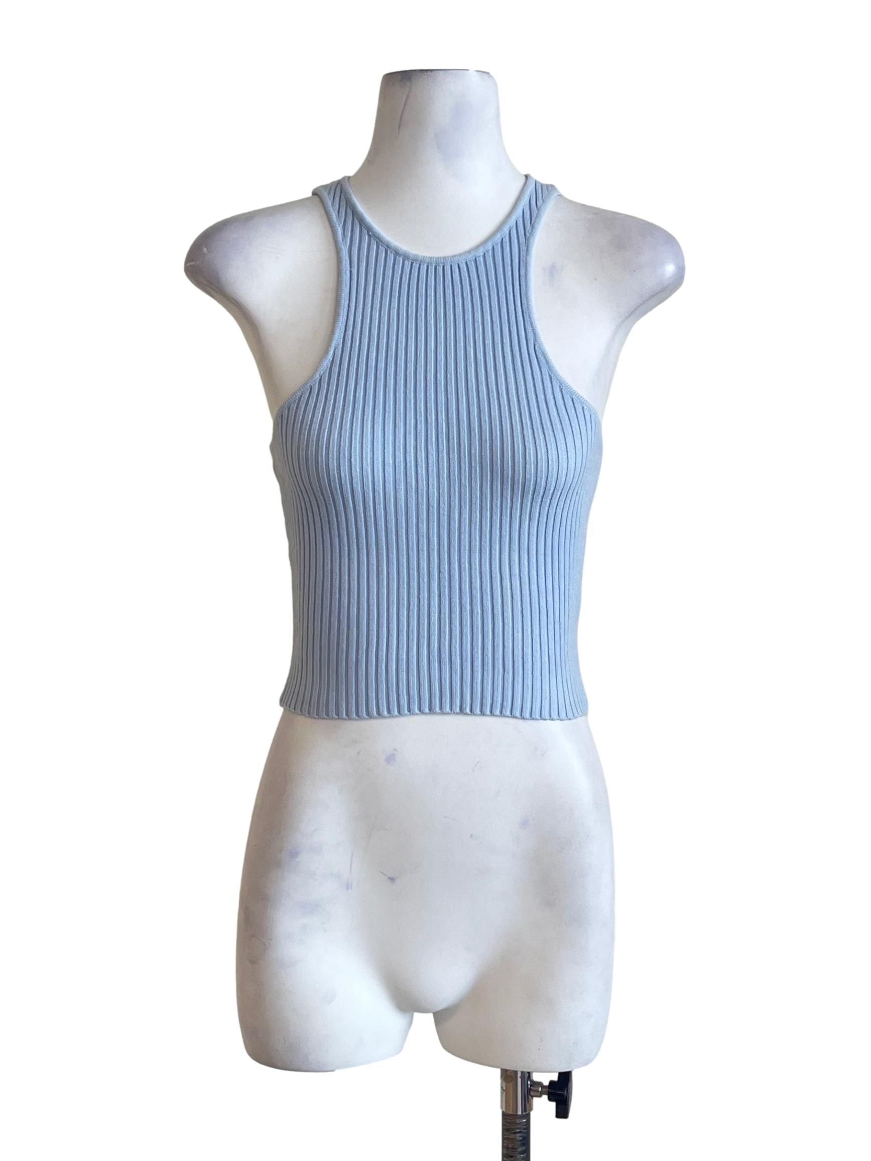 Sky Blue Halter Sleeveless Top