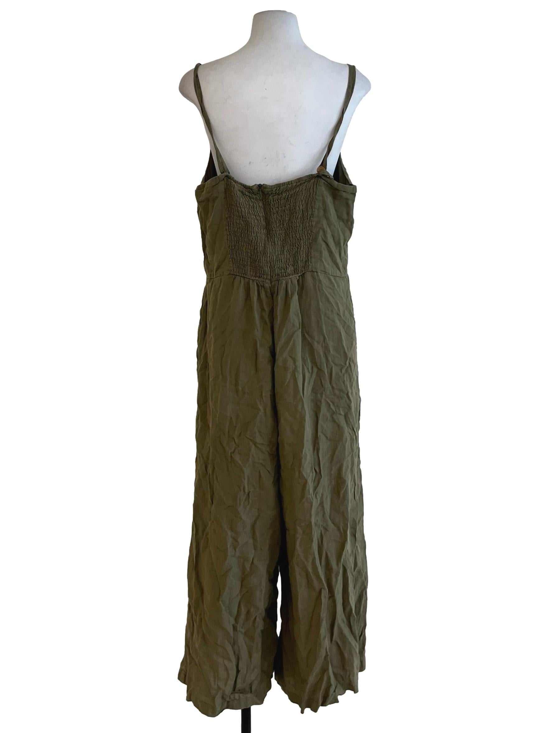 Army Green V-Neckline Jumpsuit