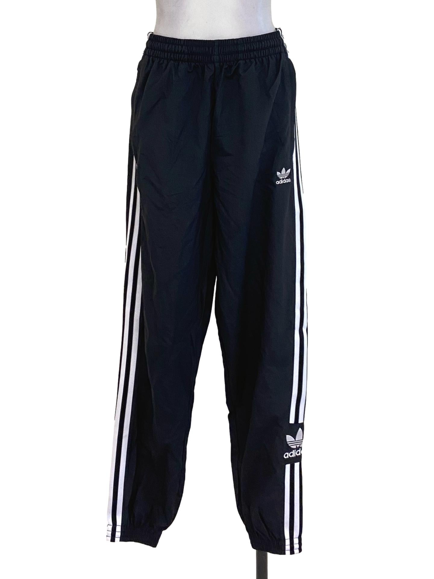 Black Double White Lined Track Pants