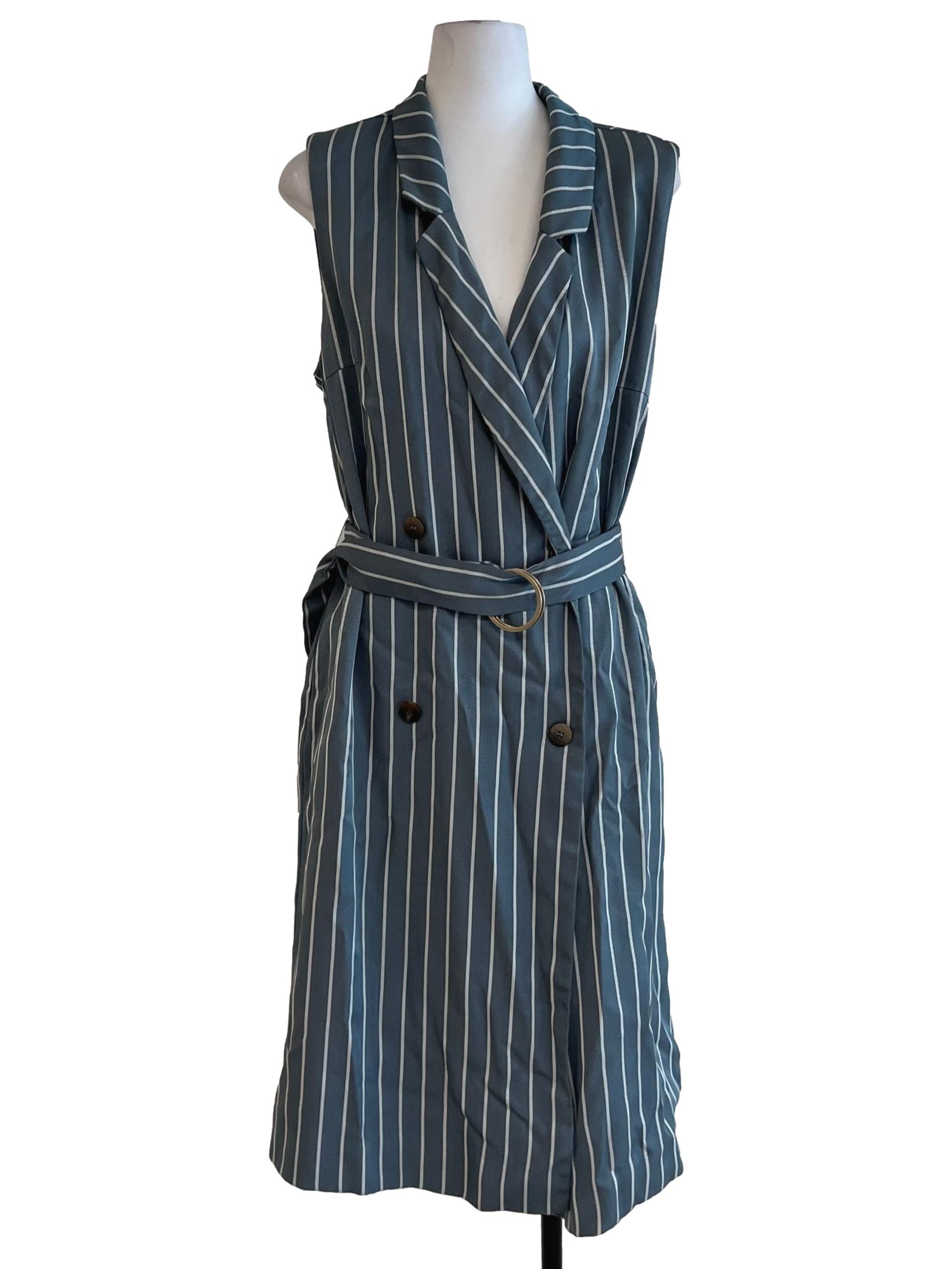 Sky Blue Wing Collar Sheath Dress