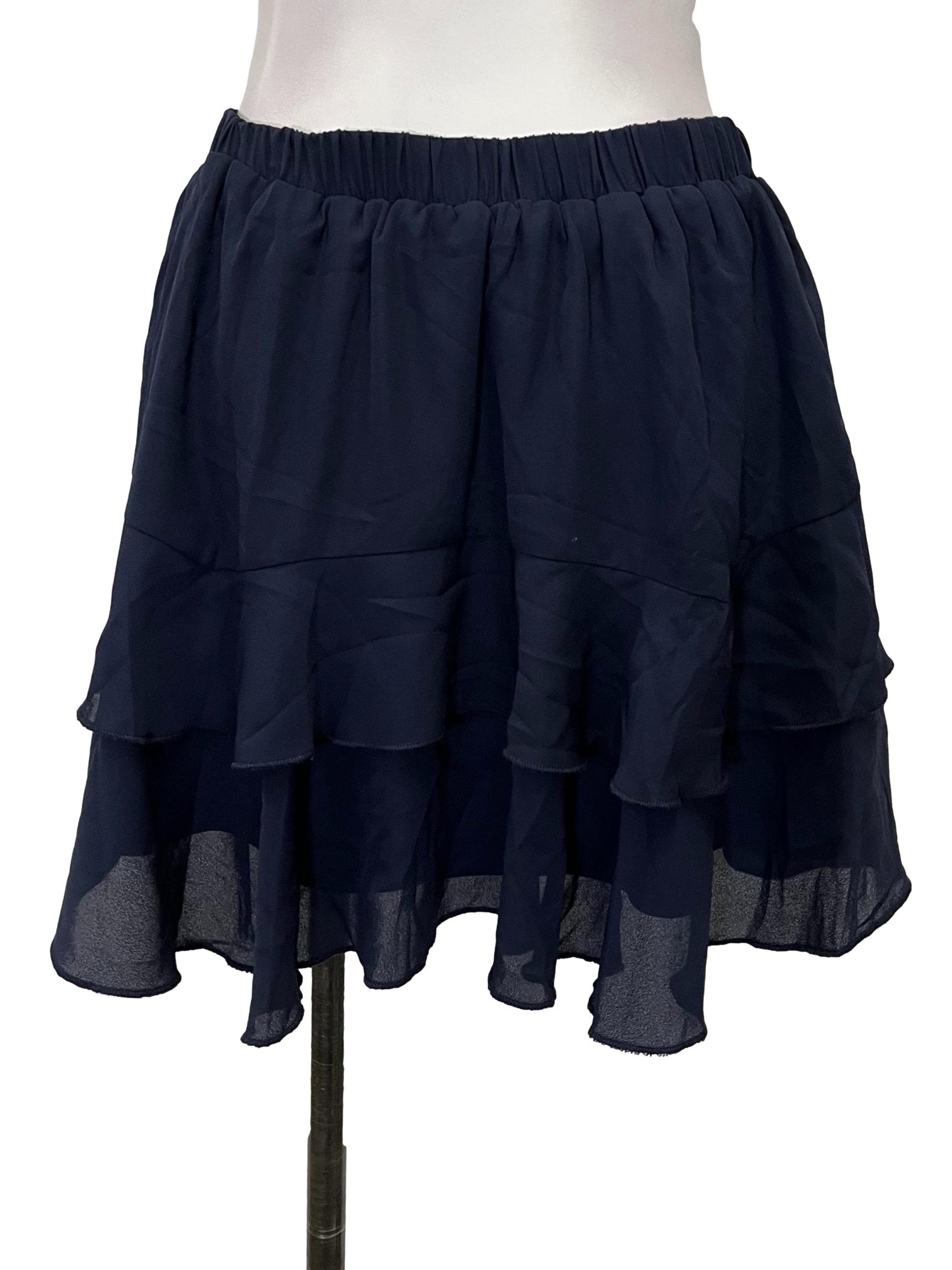 Navy Blue Ruffled Flowy Skort