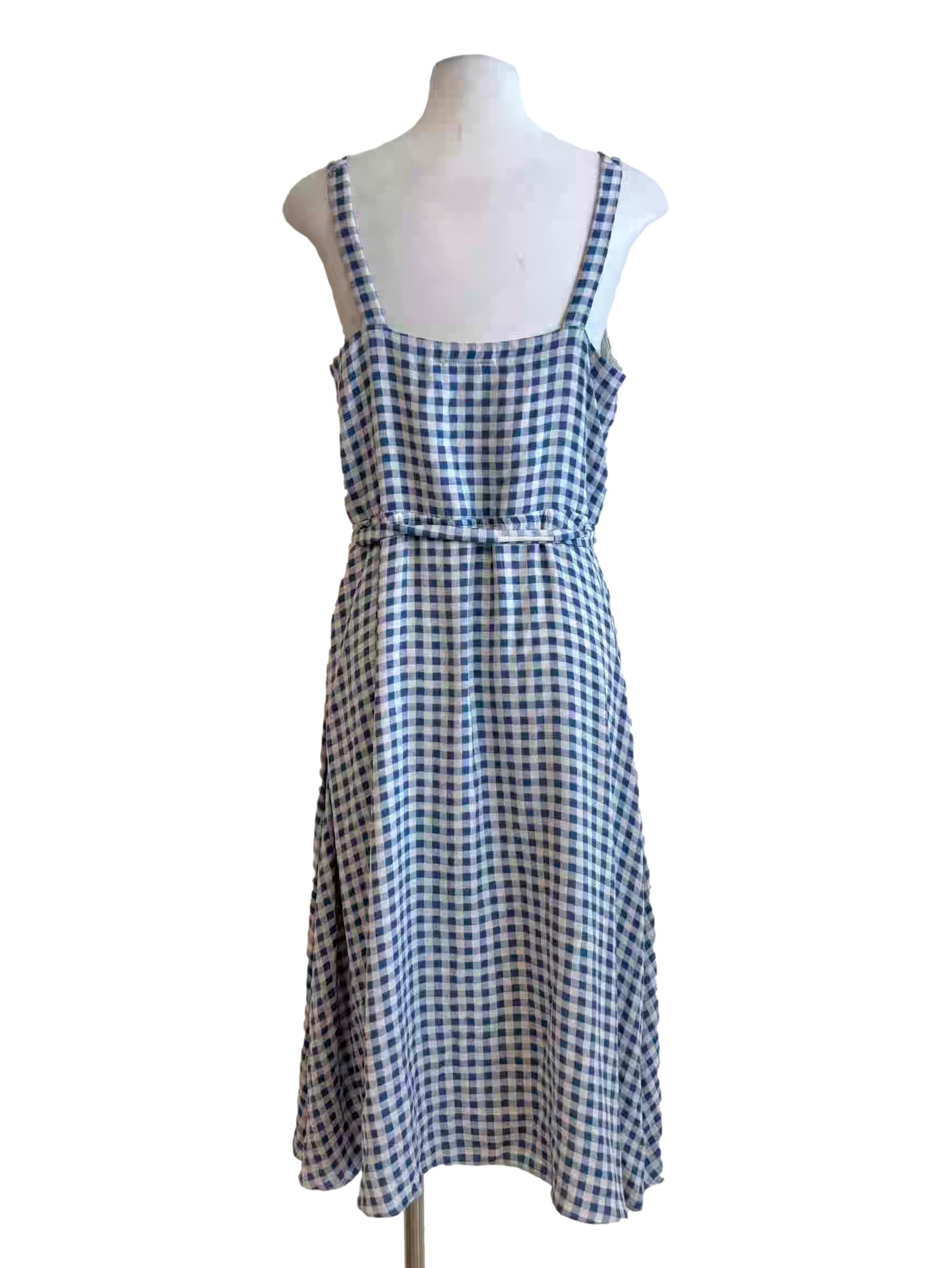 Carolina Blue Surplice Sleeveless Gingham Dress