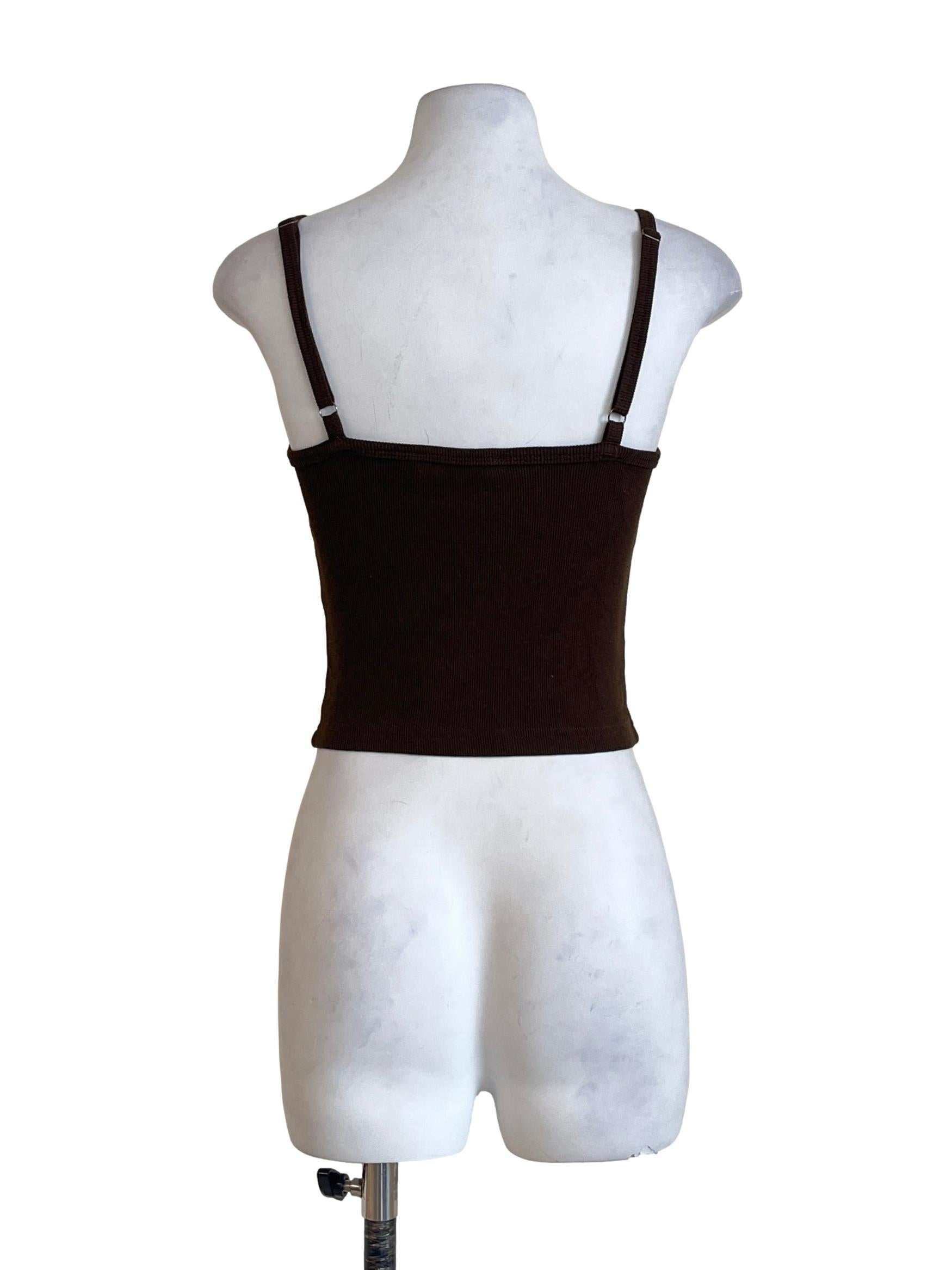 Peanut Brown Square Neck Tank Top